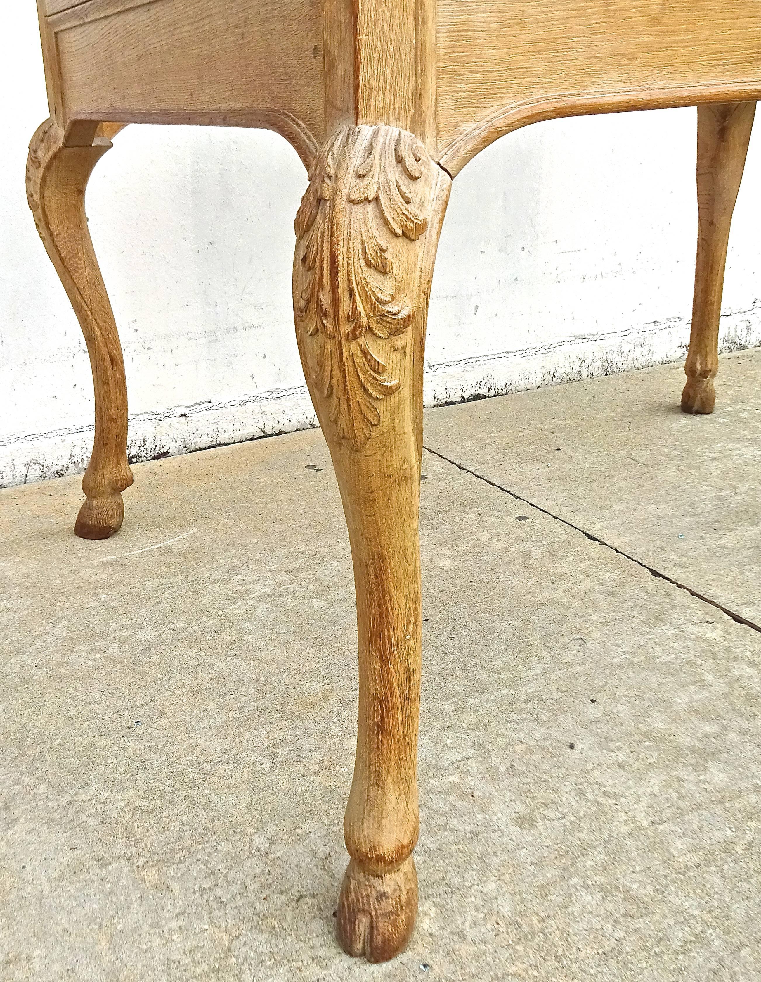 Chic 19th Century French Bleached Oak and Marble Center Table 2