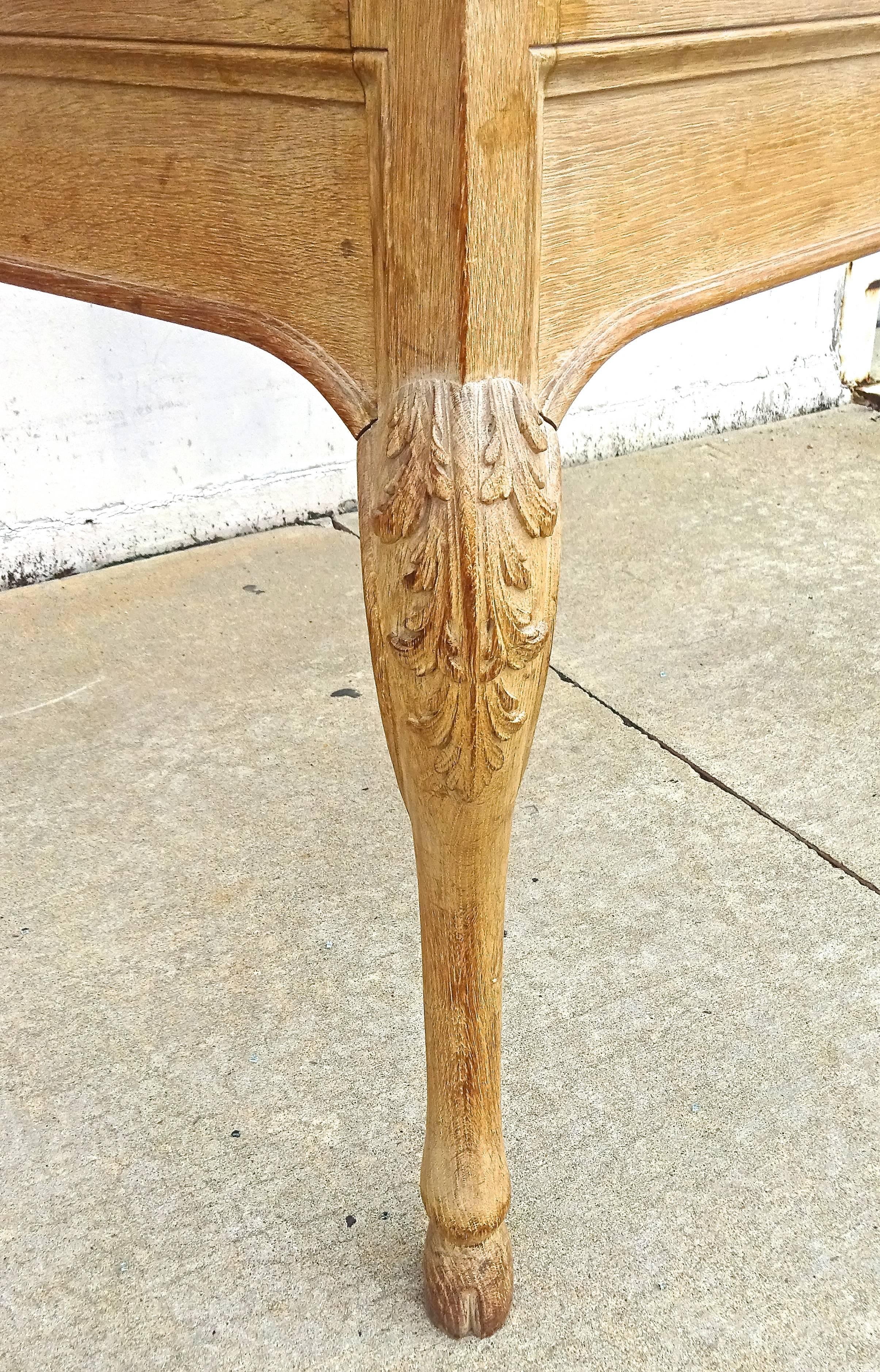 Chic 19th Century French Bleached Oak and Marble Center Table 4