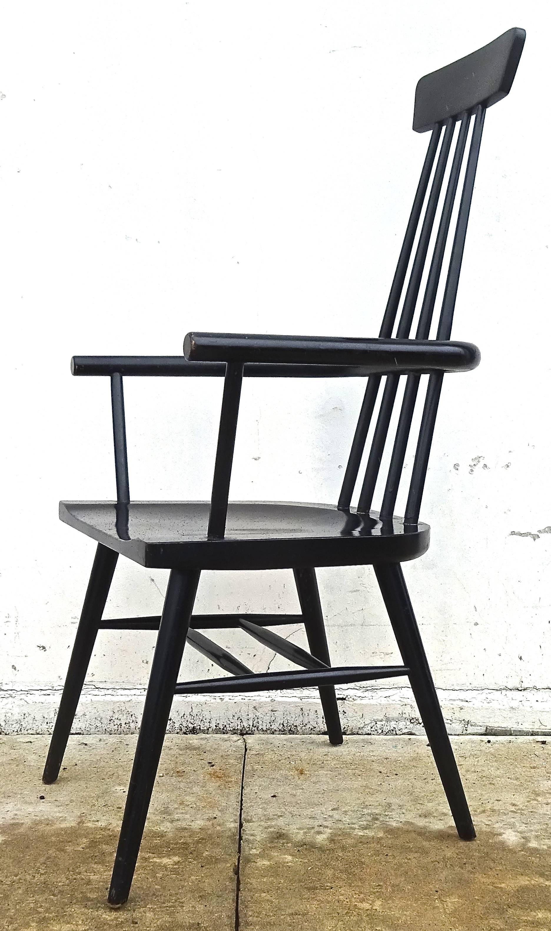 Rare 1950s Paul McCobb Lacquered Modernist Windsor Chair In Excellent Condition For Sale In Washington, DC