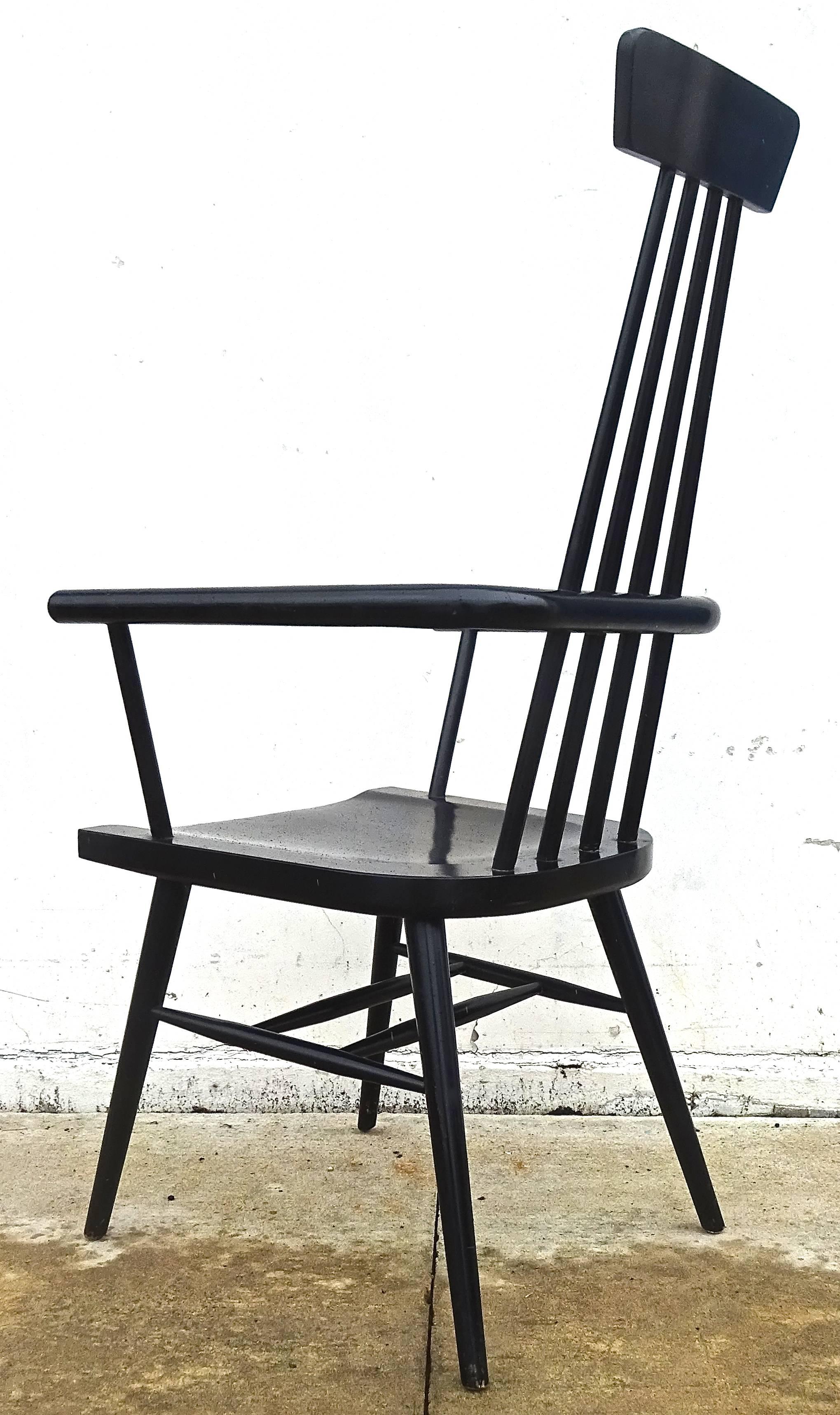 Rare 1950s Paul McCobb Lacquered Modernist Windsor Chair For Sale 1