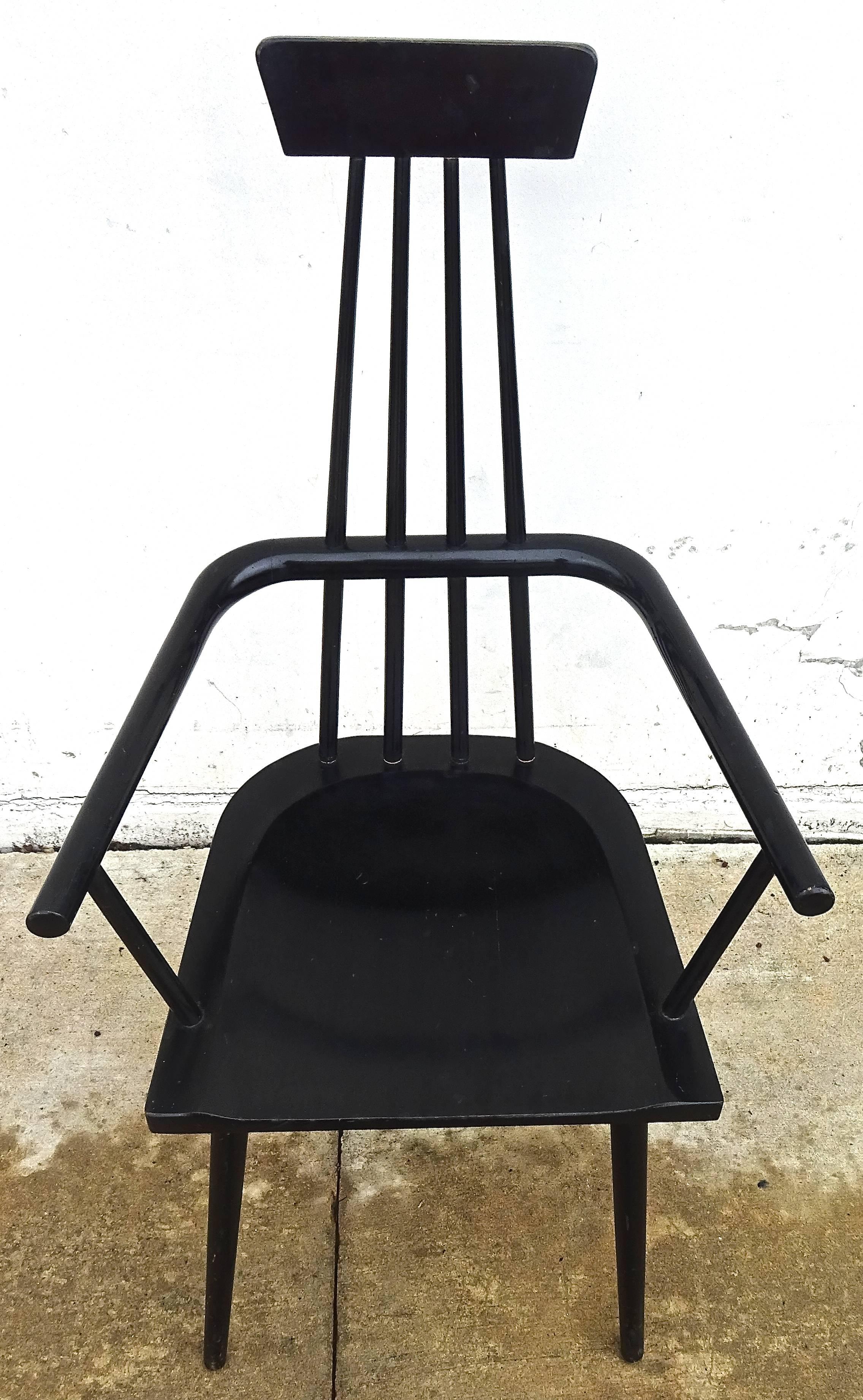 Rare 1950s Paul McCobb Lacquered Modernist Windsor Chair For Sale 2