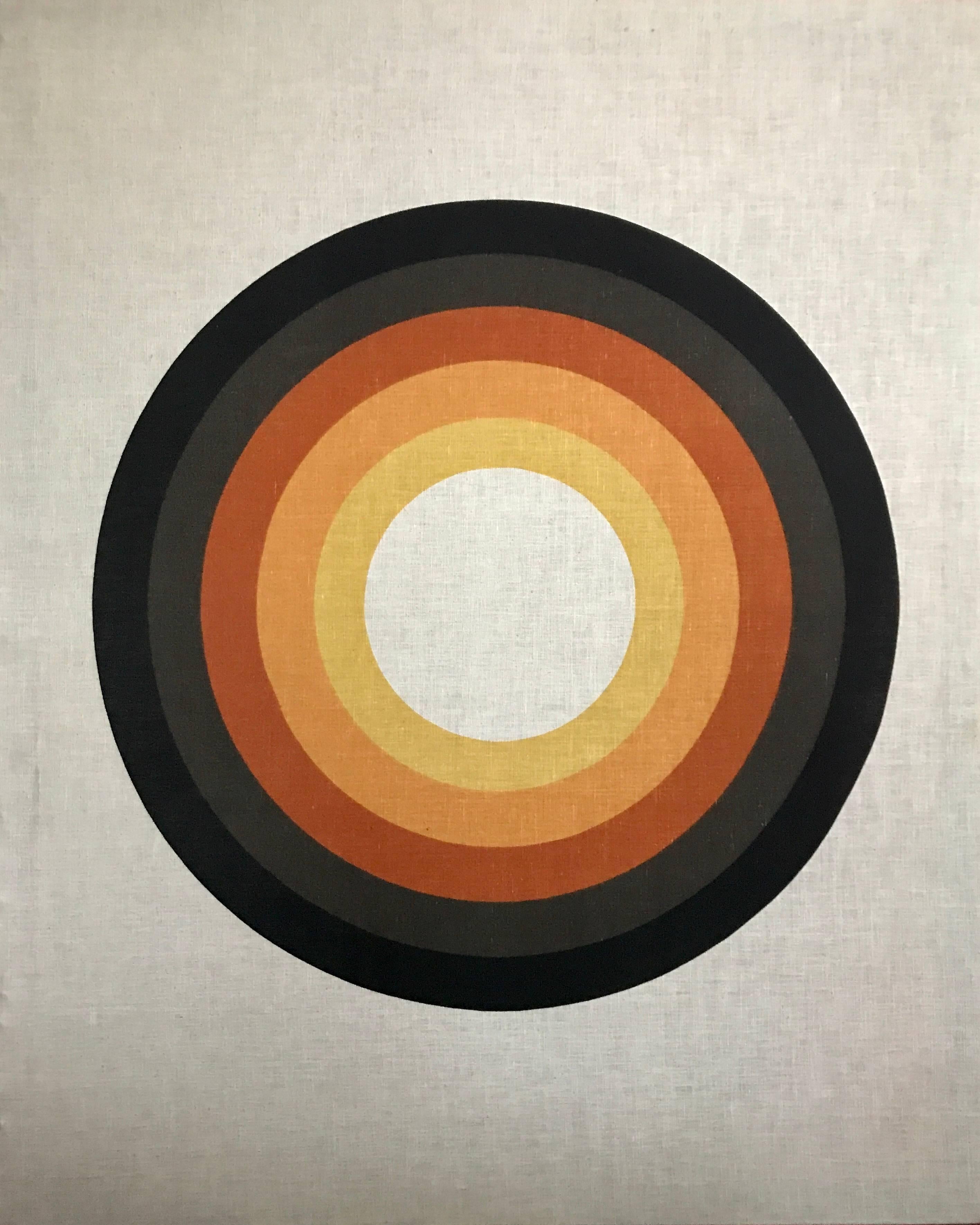 Large graphic, 1960s framed silkcreened fabric panel, Verner Panton.
