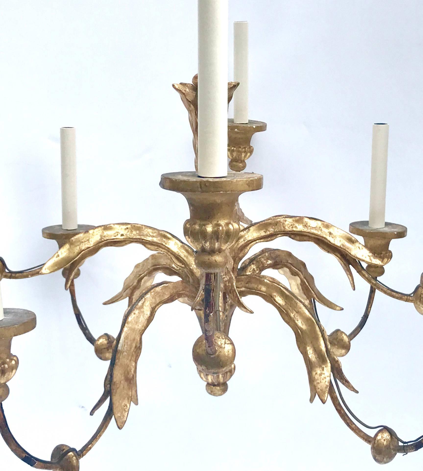 Fabulous 19th Century French Giltwood and Iron Eight-Light Chandelier In Excellent Condition In Washington, DC