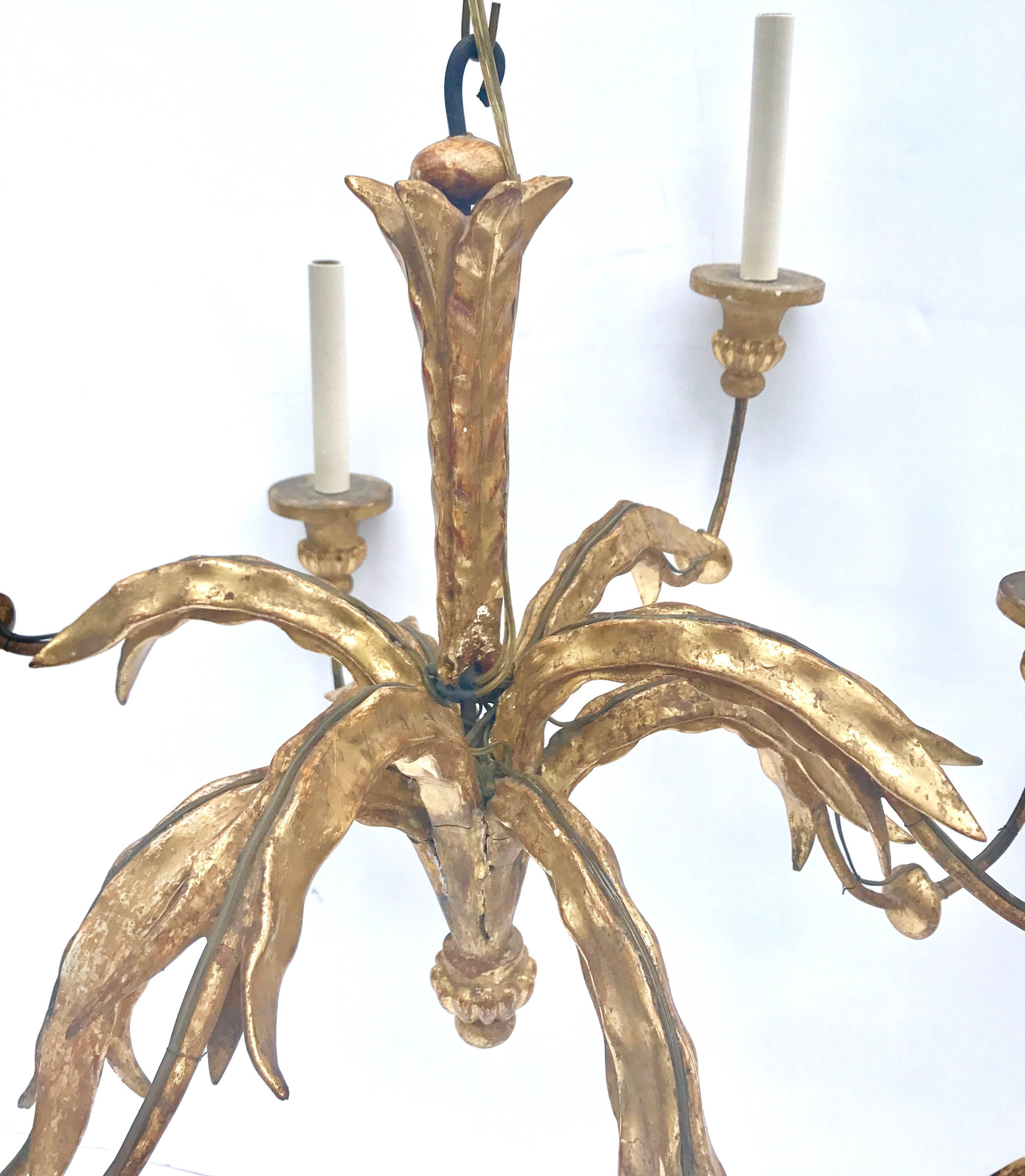 Fabulous 19th Century French Giltwood and Iron Eight-Light Chandelier 1