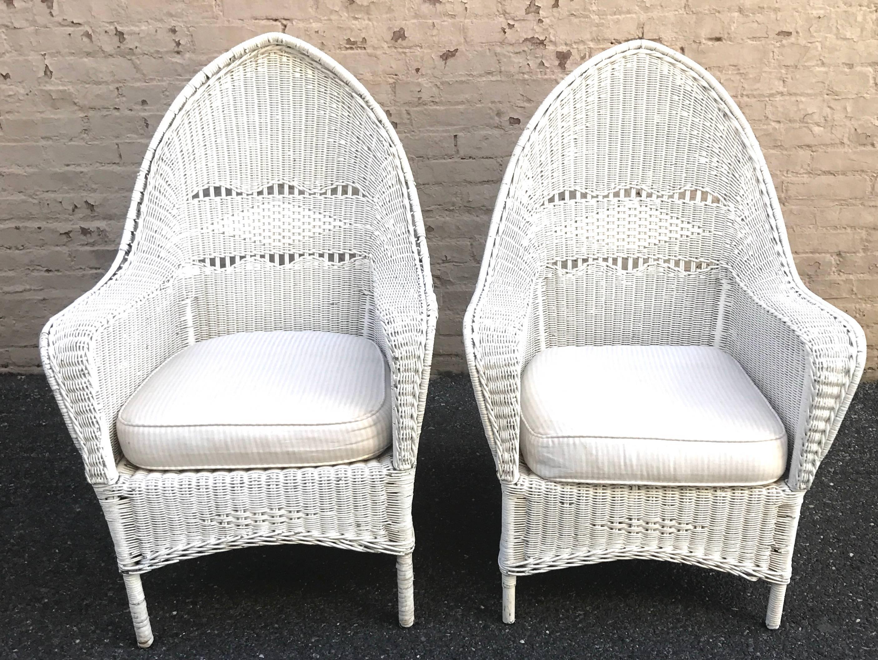 American Iconic Pair of 1920s Wicker Armchairs, Property of the Beales of Grey Gardens For Sale