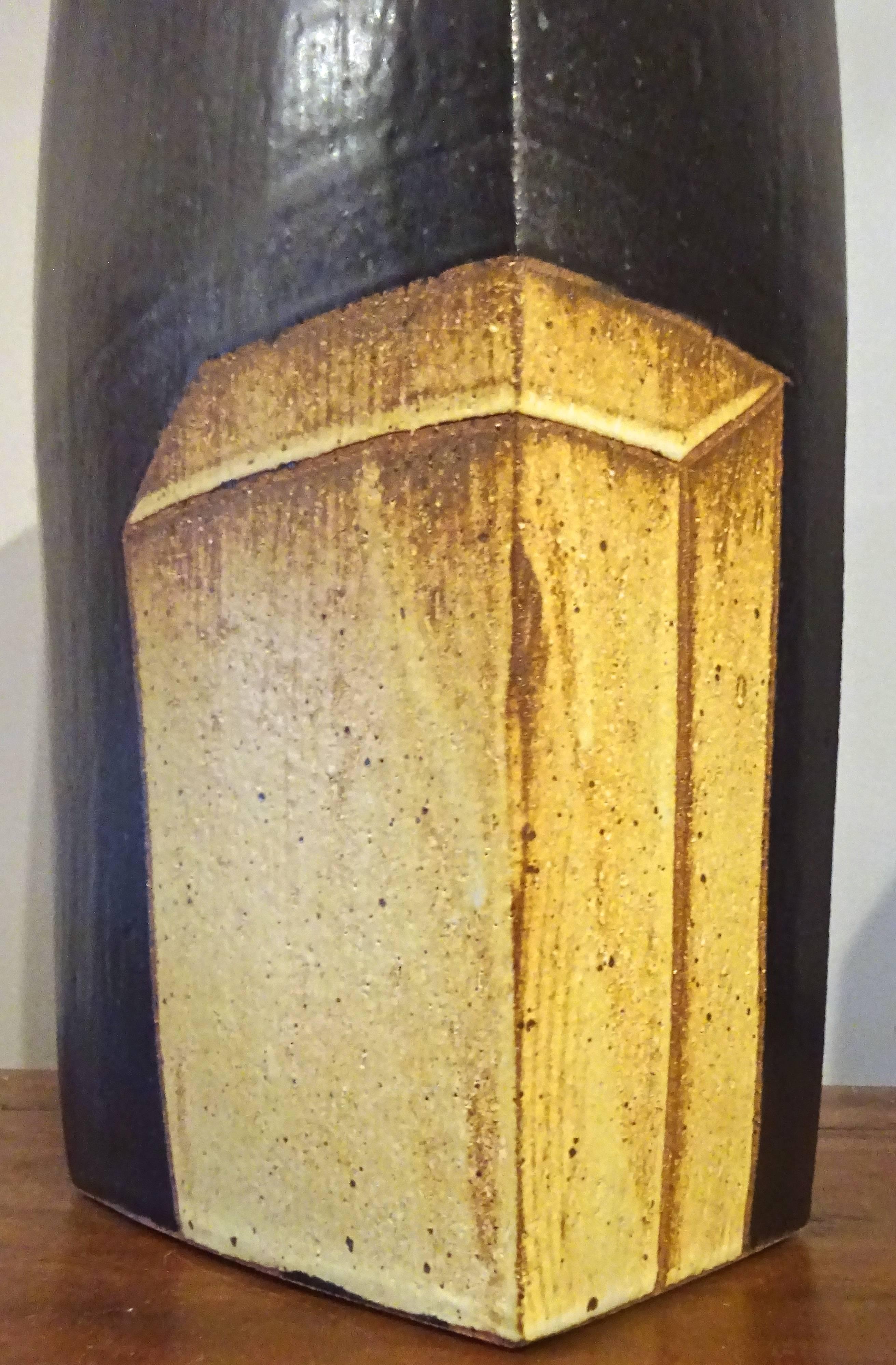 Stoneware Tall Architectural Pair of Sequoia Miller Art Pottery Covered Urns, 2009