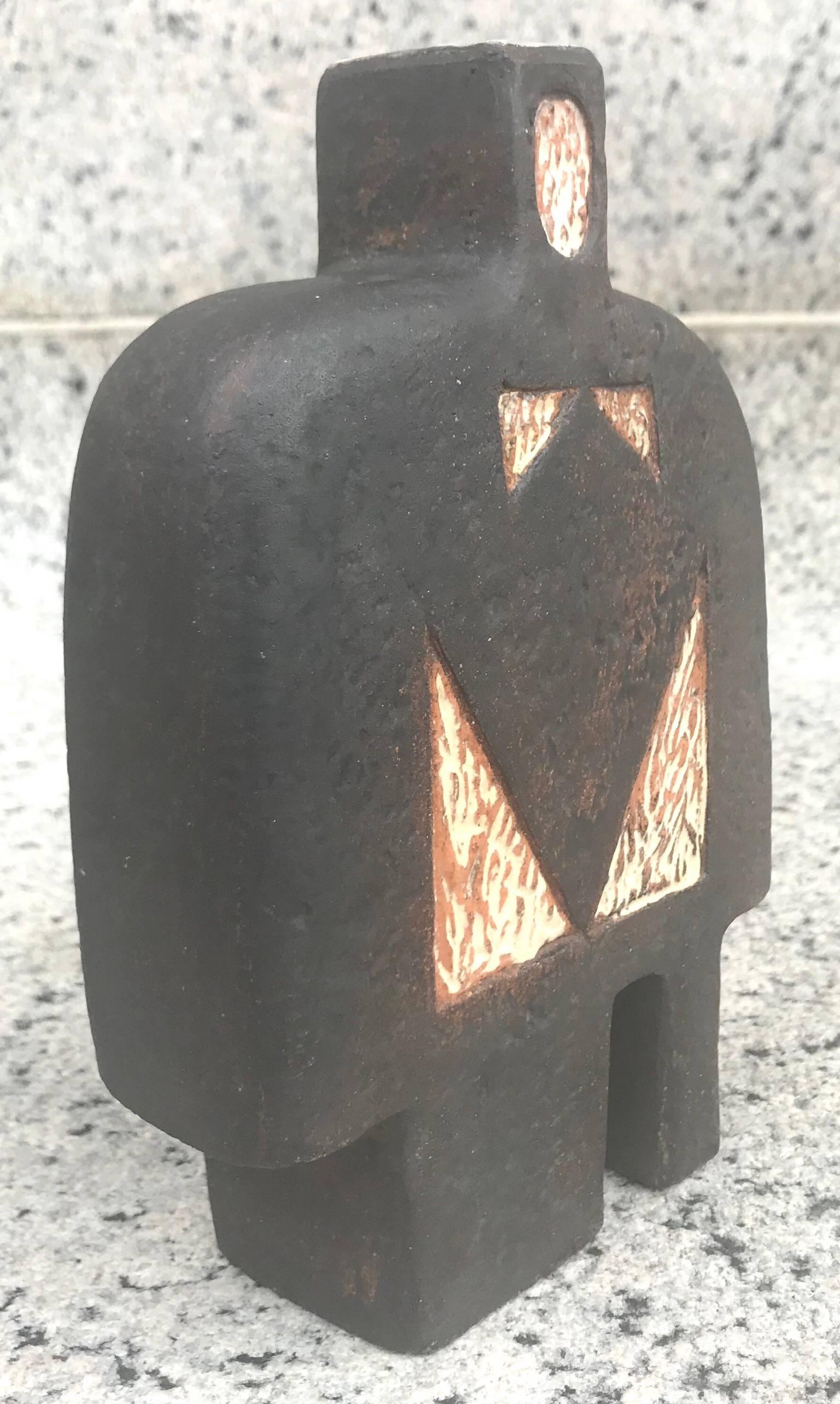 Rare 1950s Abstract Figural W. German Art Pottery Vase In Excellent Condition In Washington, DC