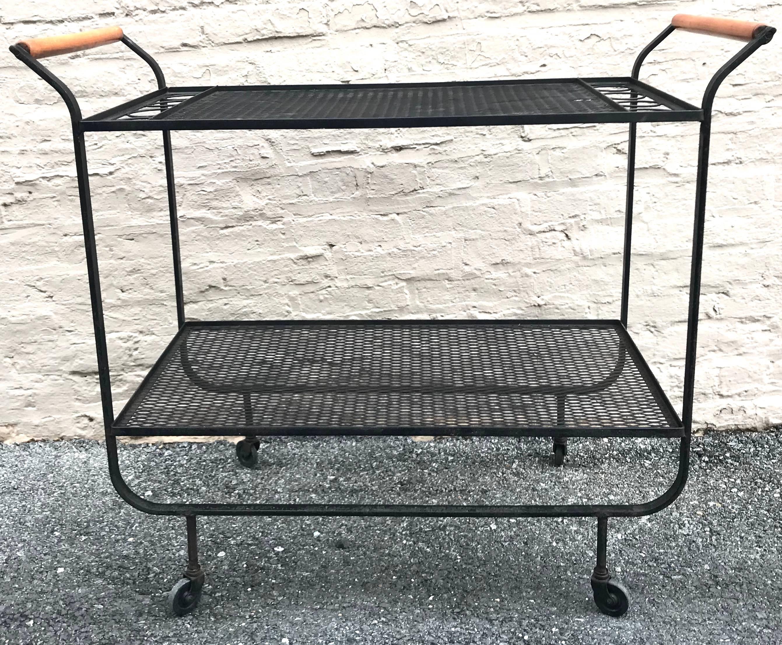 Rare, 1950s Modernist Frederick Weinberg Wrought Iron Bar Cart In Excellent Condition For Sale In Washington, DC