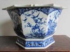 Large Chinese Blue and White Porcelain Jardinière