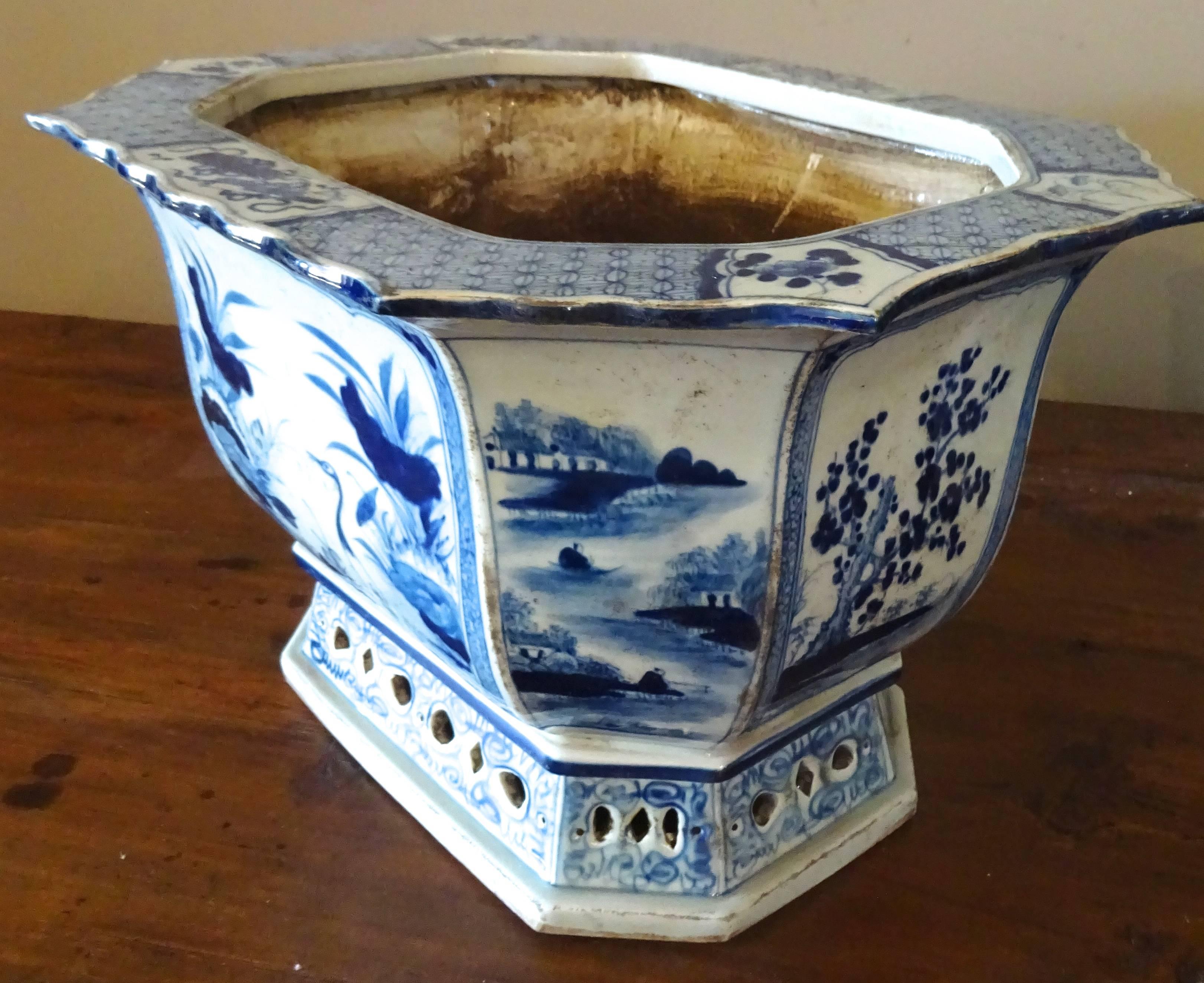 20th Century Pair of Chinese Blue and White Porcelain Jardinieres