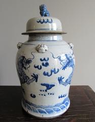 Pair of Chinese Blue and White Porcelain Ginger Jars