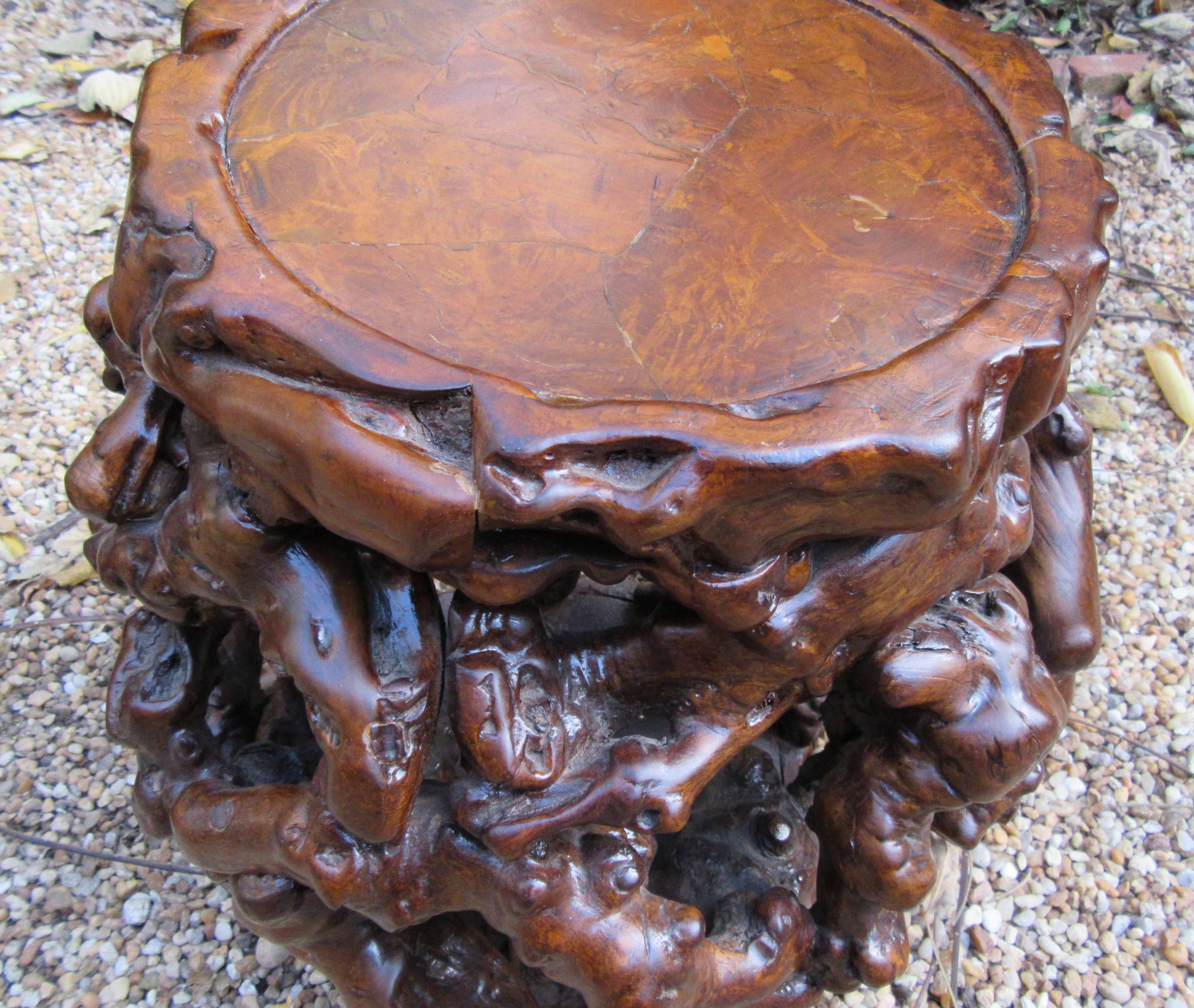 Rare Pair of Chinese Root Stools or Tables, Early 20th Century 1