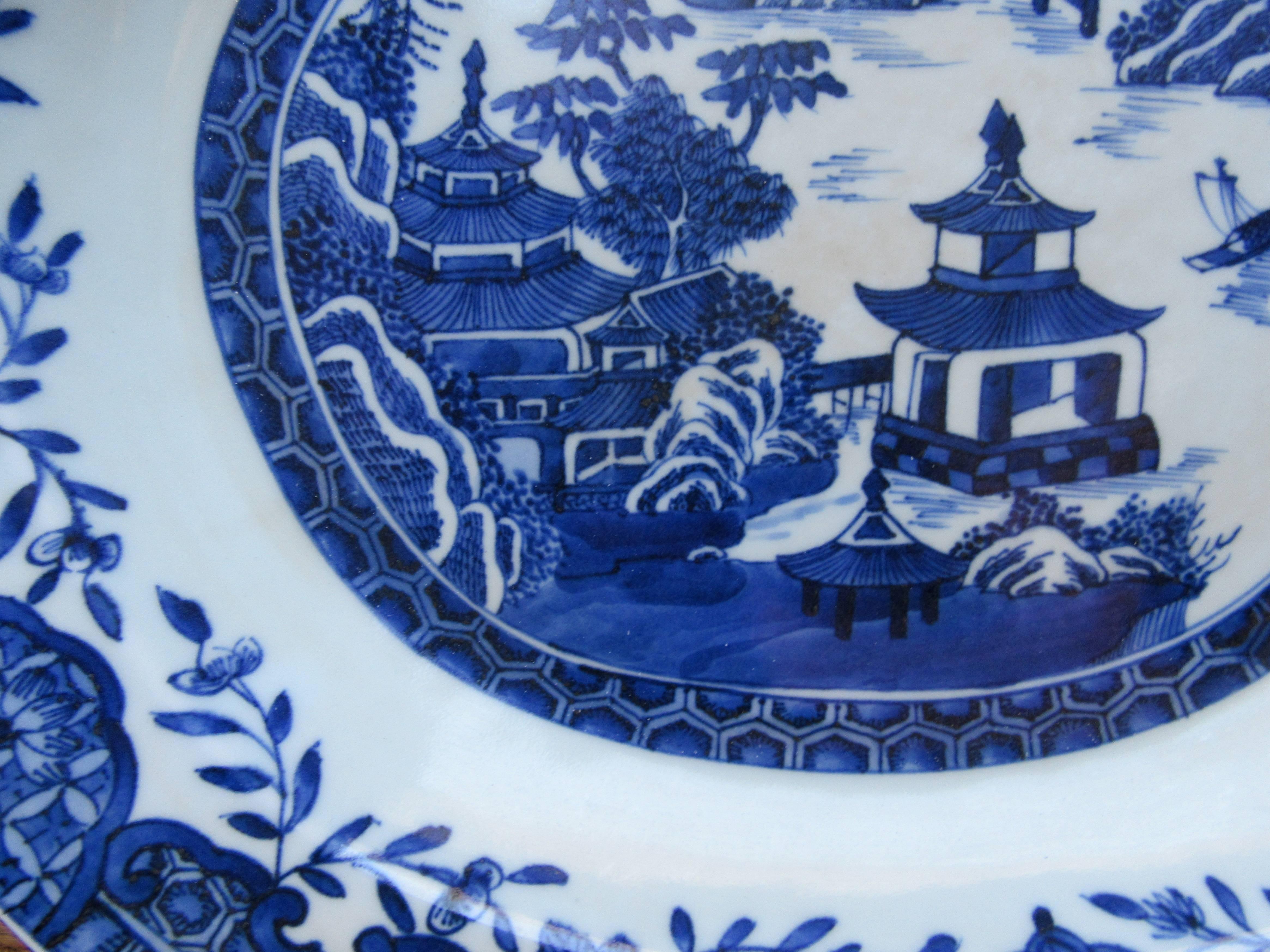 Chinese Export Peach Shaped Chinese Blue and White Porcelain Charger