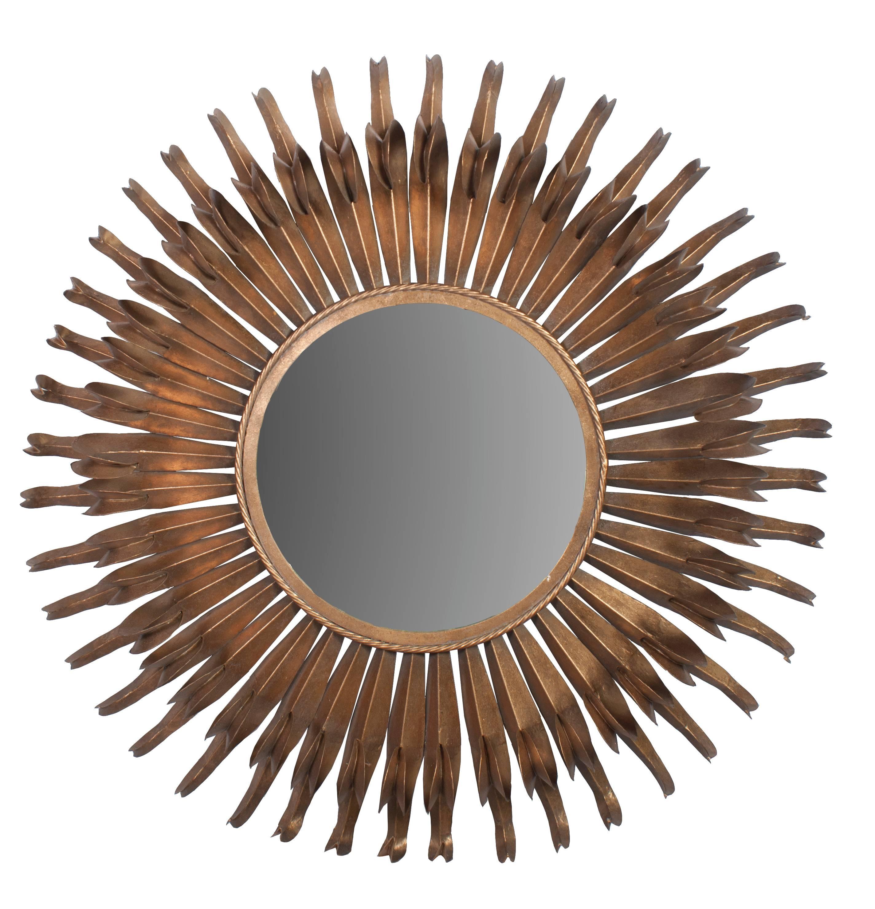 Large Round Metal Sunburst Mirror