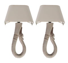 Pair of Painted Wooden Wall Sconces with Shades
