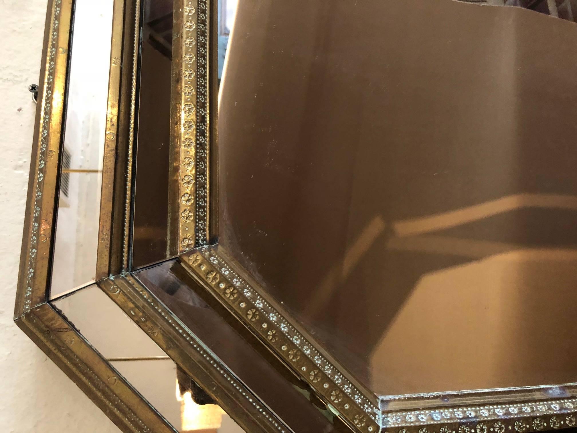 Bronze Octagonal Shaped Mirror In Excellent Condition In Washington, DC