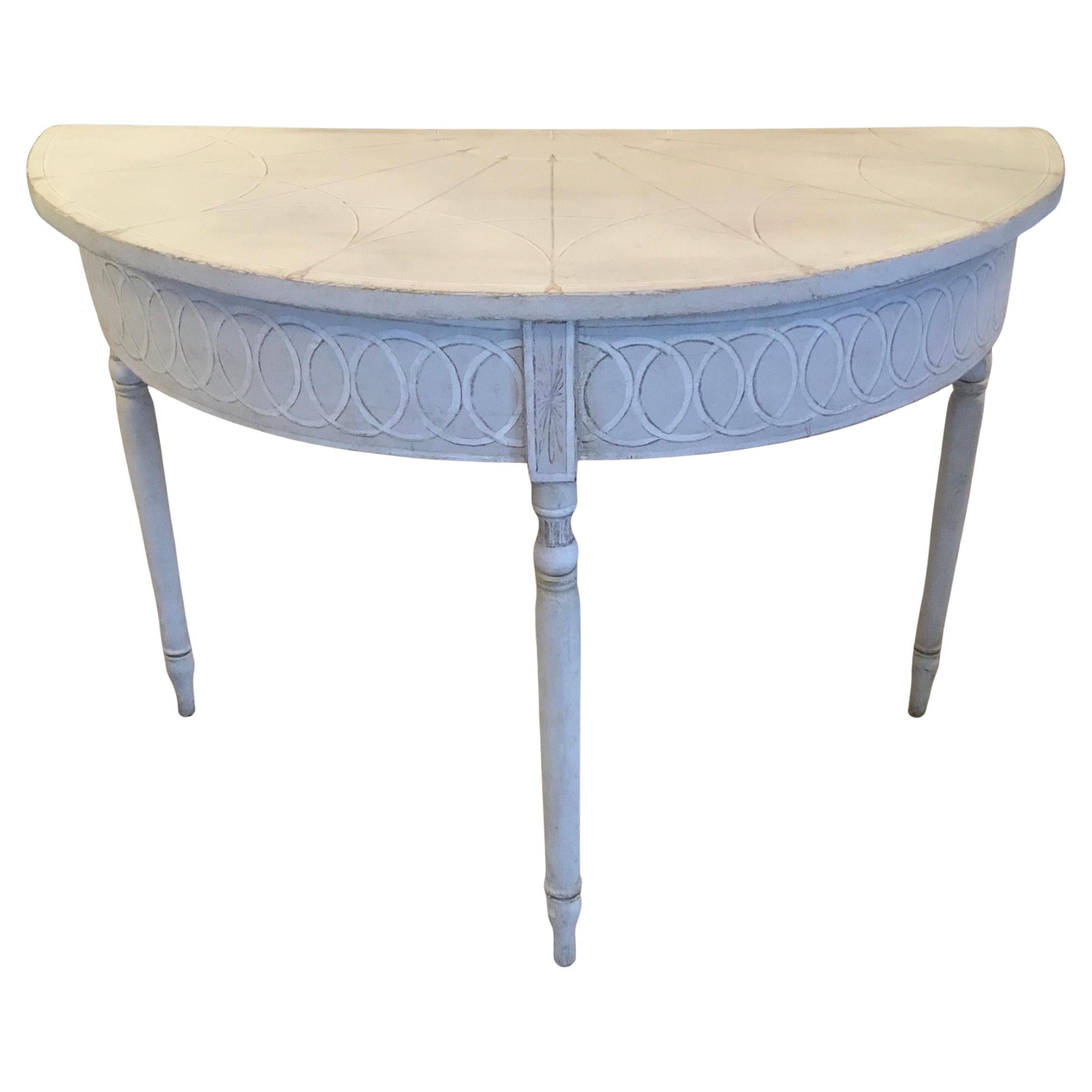 Tavolo francese Demi Lune con vernice decorativa