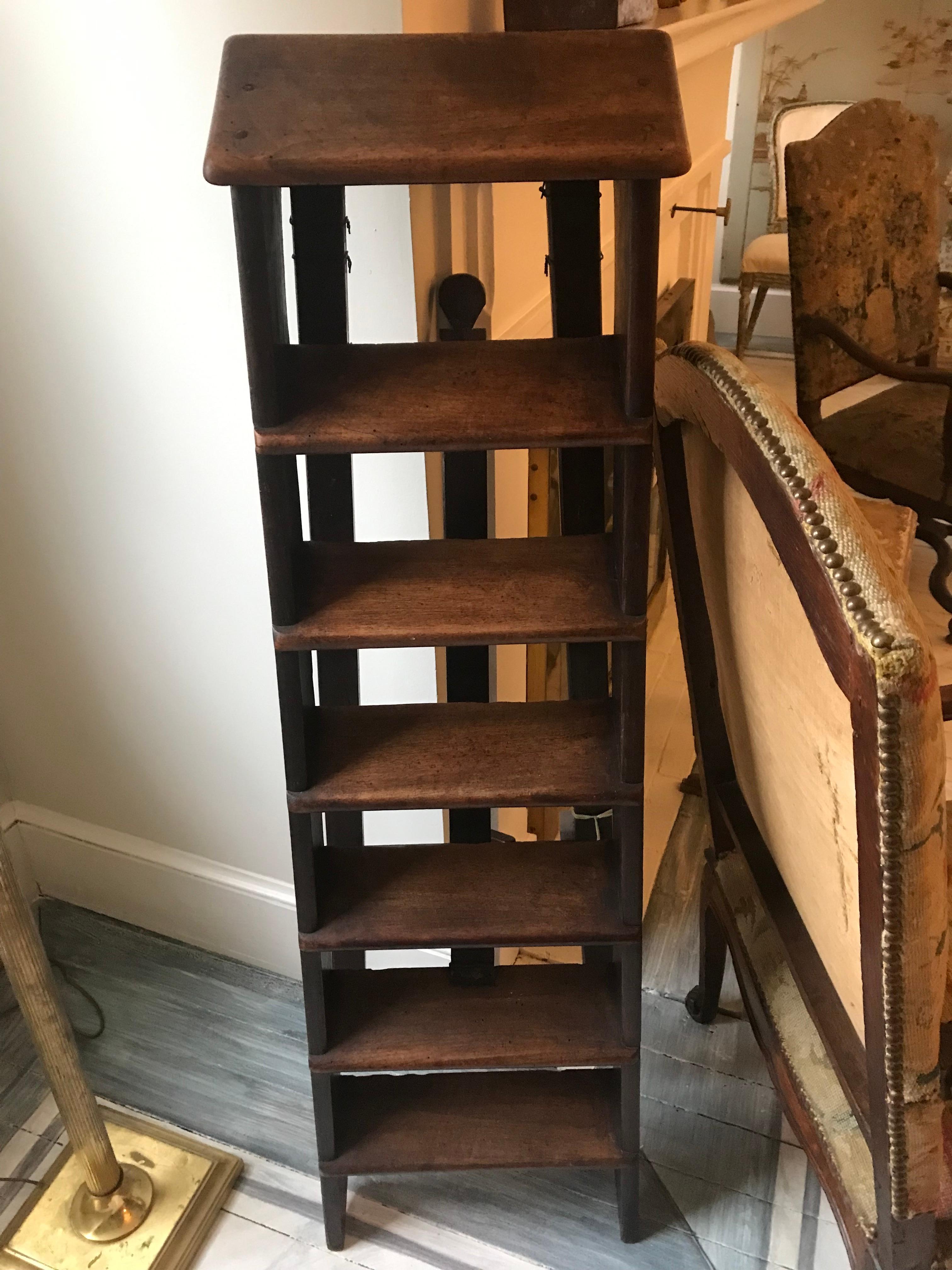 Walnut and Chestnut Library Step Ladder 2