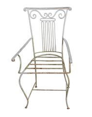 Three Neoclassical Wrought Iron Garden Chairs sold individually