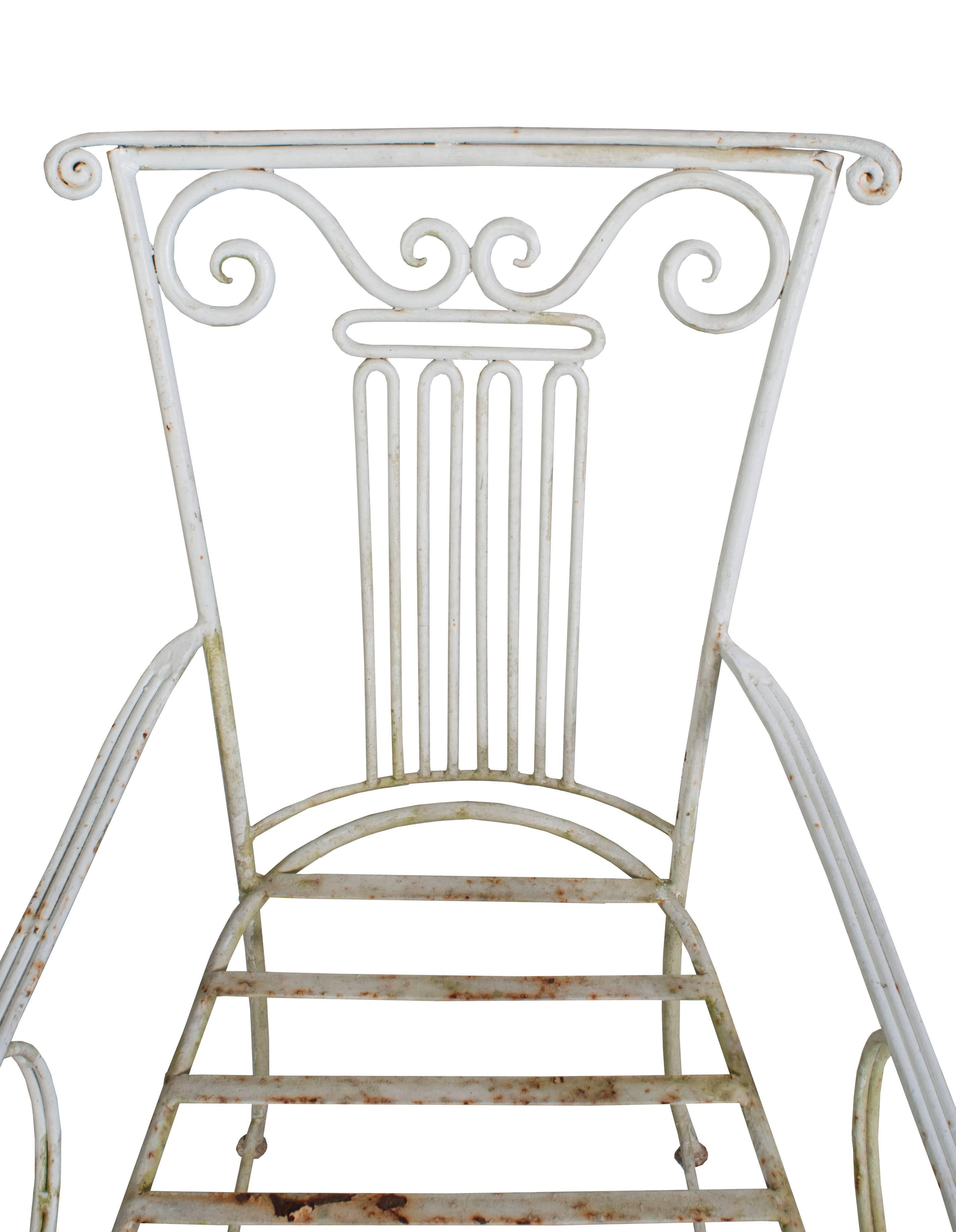 Three Neoclassical Wrought Iron Garden Chairs sold individually In Good Condition For Sale In Washington, DC