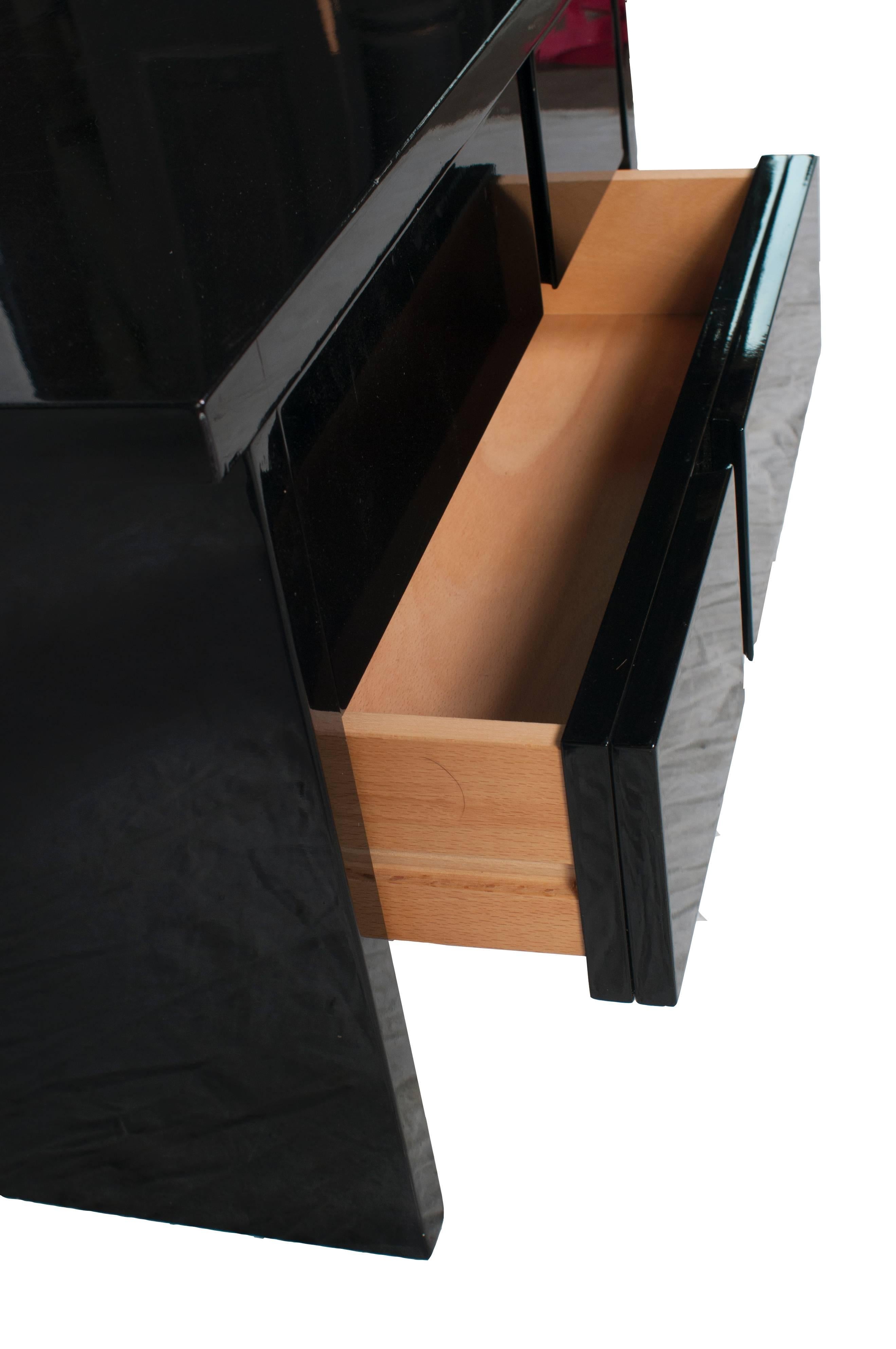 black lacquer bedside tables