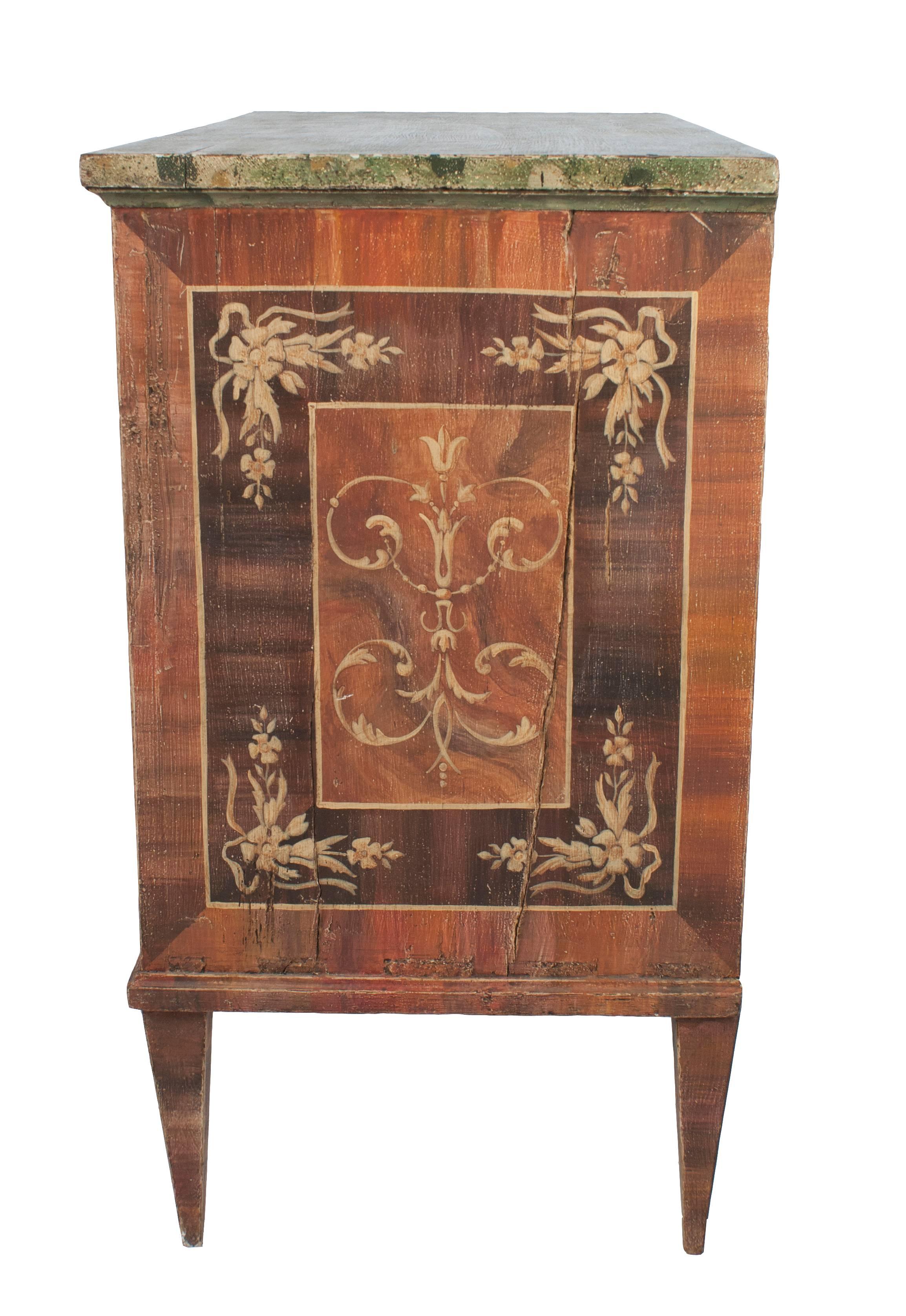 A Painted Italian Commode with Faux Marble Top 1