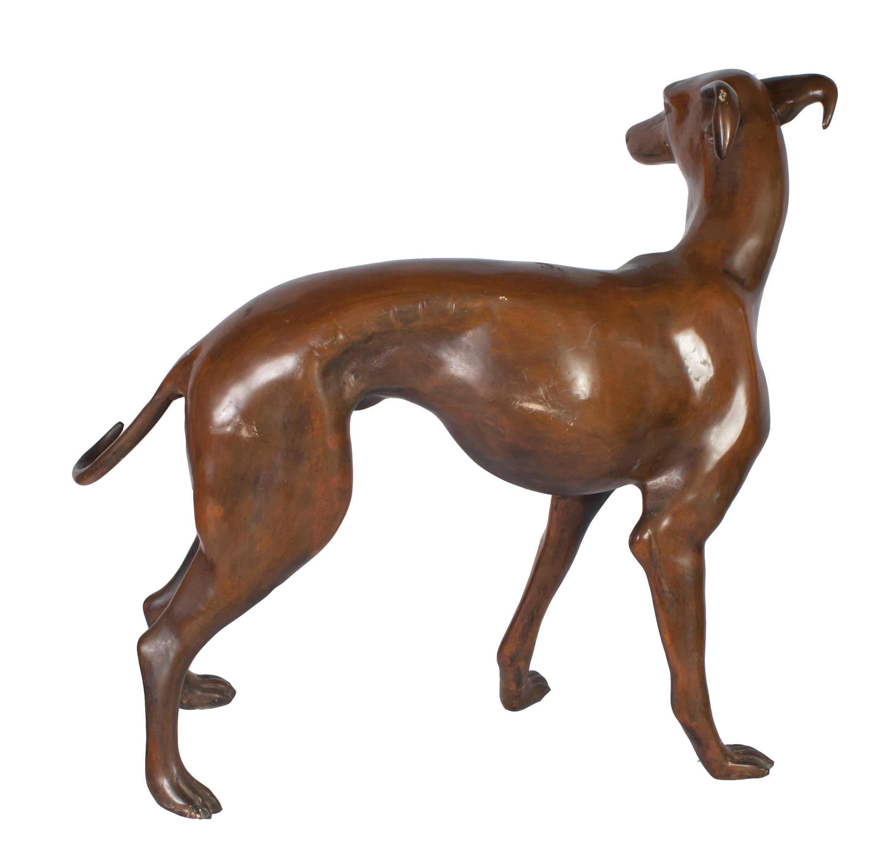 Pair of Neopolitan Bronze Whippets In Excellent Condition In Washington, DC