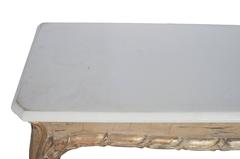 Gilt Console Table with White Marble Top
