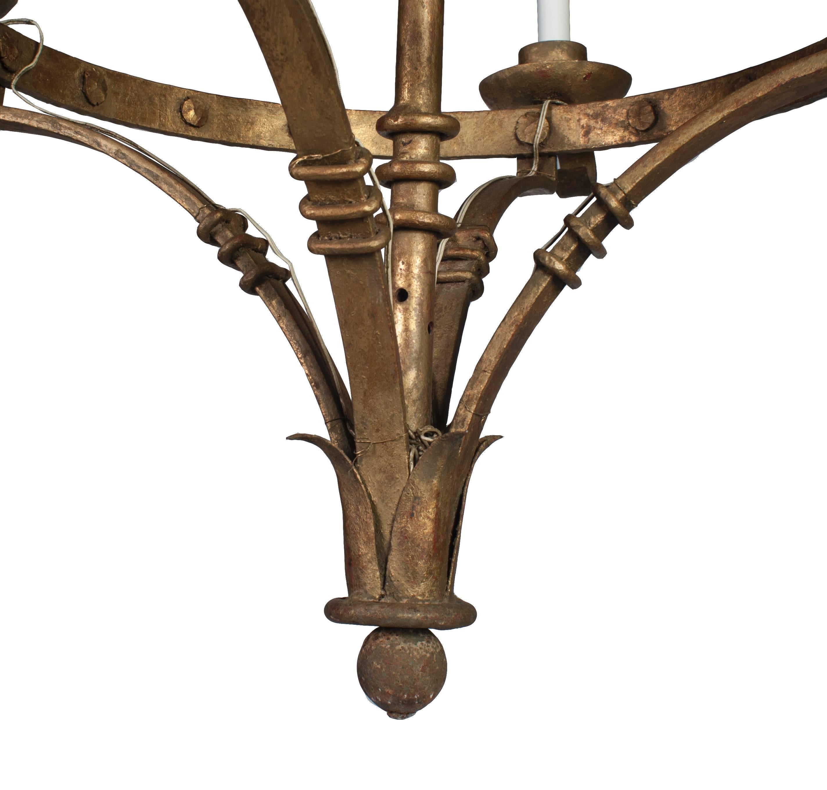 A two-tier gild Napoleon III chandelier. Eight lights.
Newly wired for the United States.