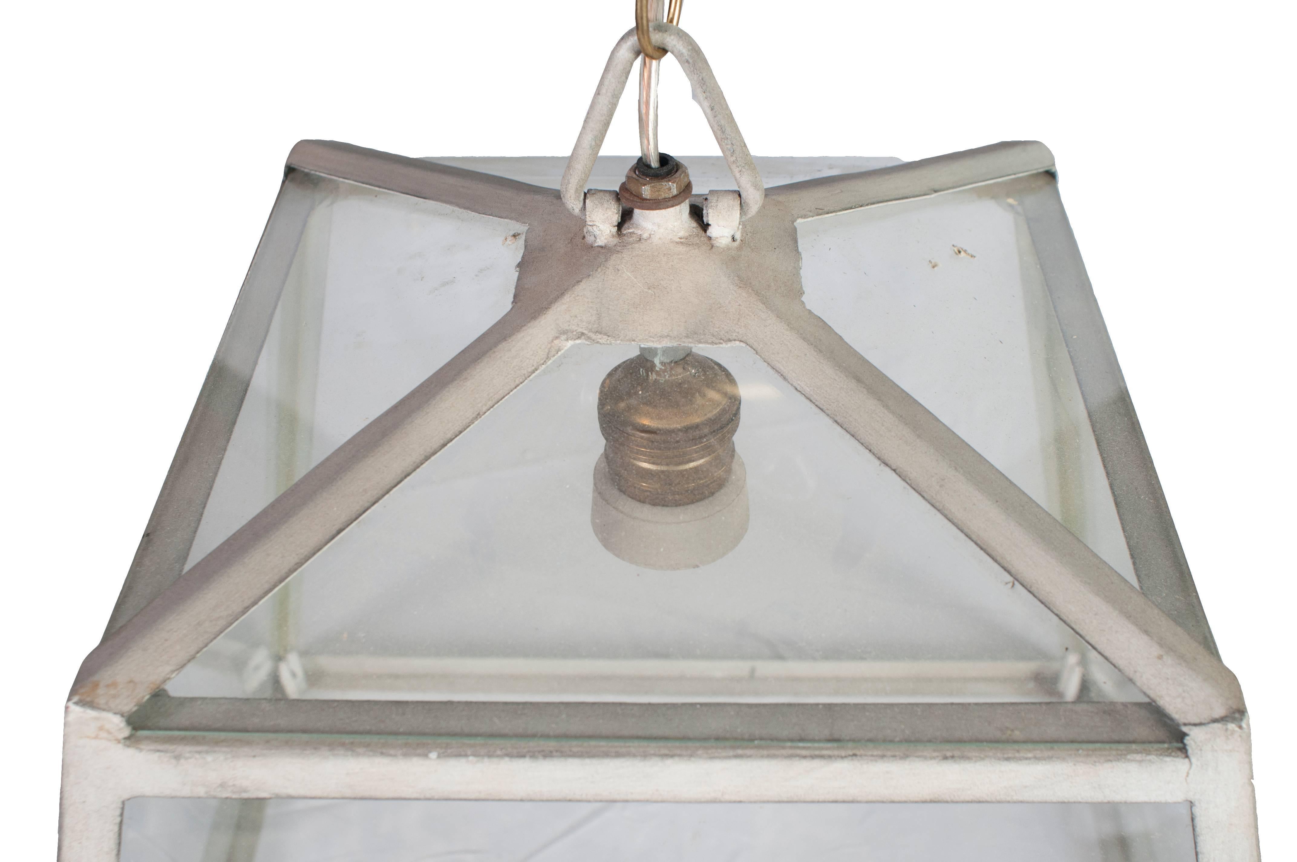 Trapezoidal Glass and Metal Frame Herve Baume Lanterns In Excellent Condition In Washington, DC