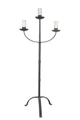 Pair of Early Italian Cast Iron Standing Floor Candelabras with Three Arms