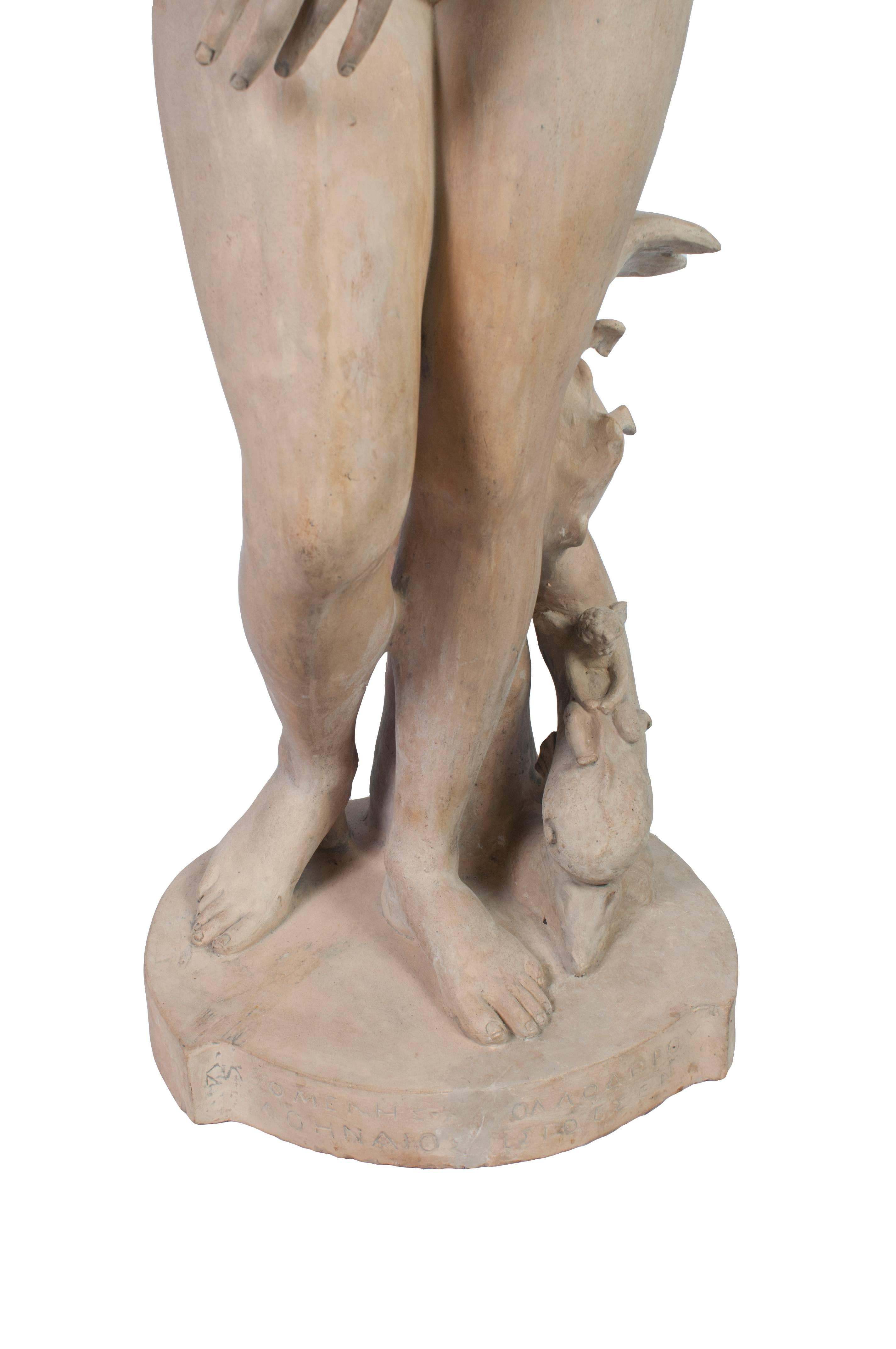 Italian White Terra Cotta Statue of Venus