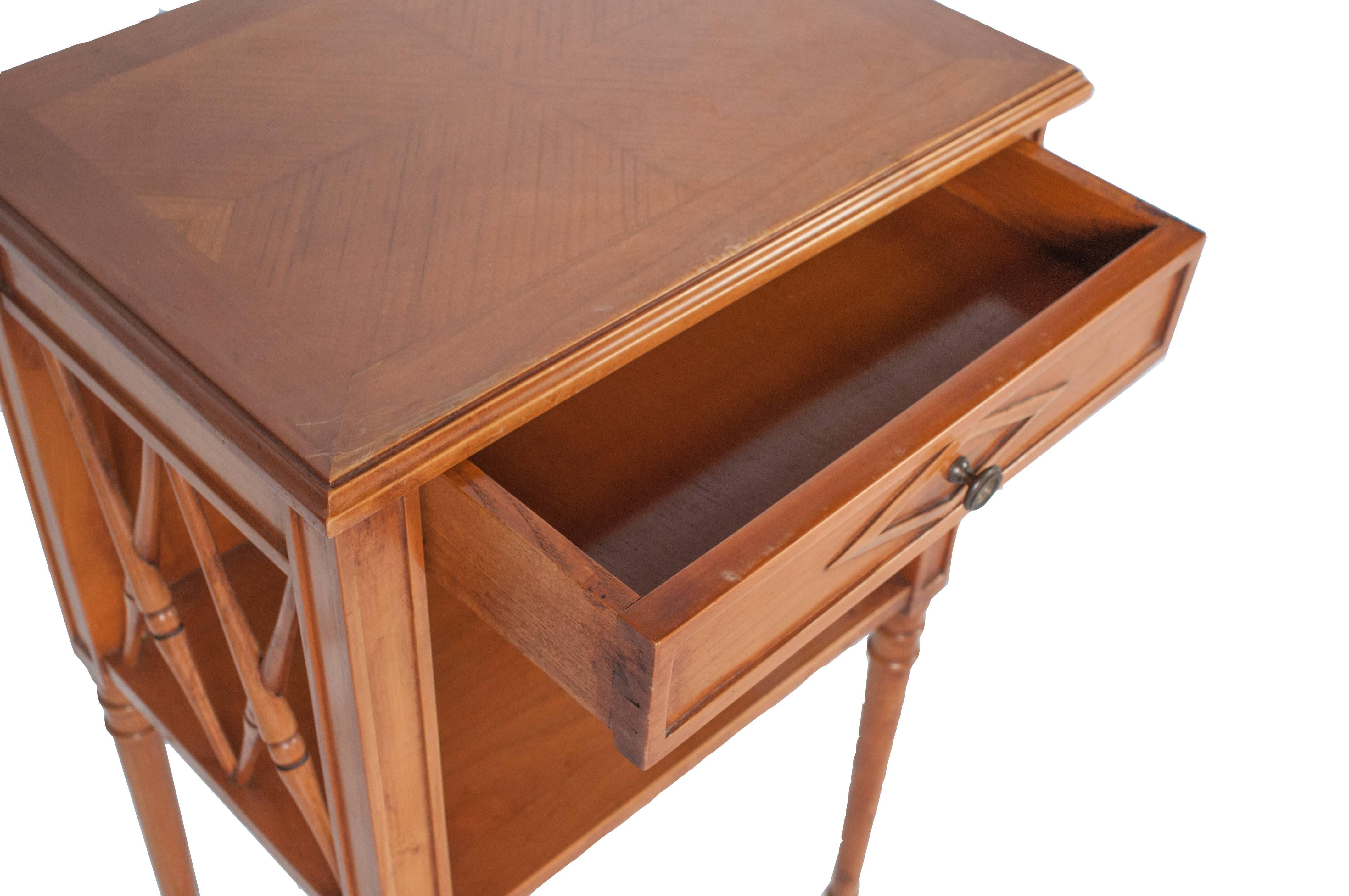French Pair of Meister 'Cherrywood' Nightstands or Side Tables with Drawers