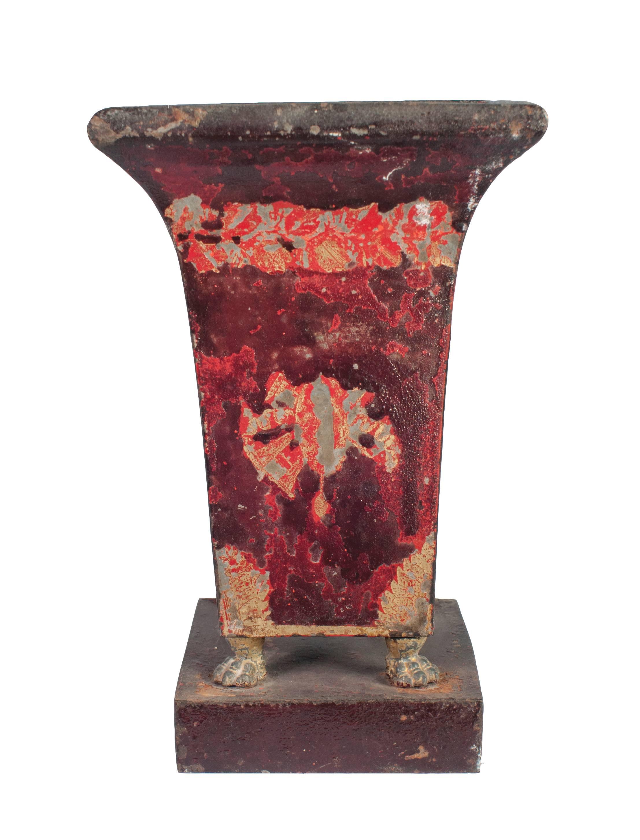 French Red Directoire Tole Vase For Sale