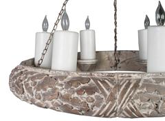 Carved Oak "Ciel de Lit" Chandelier