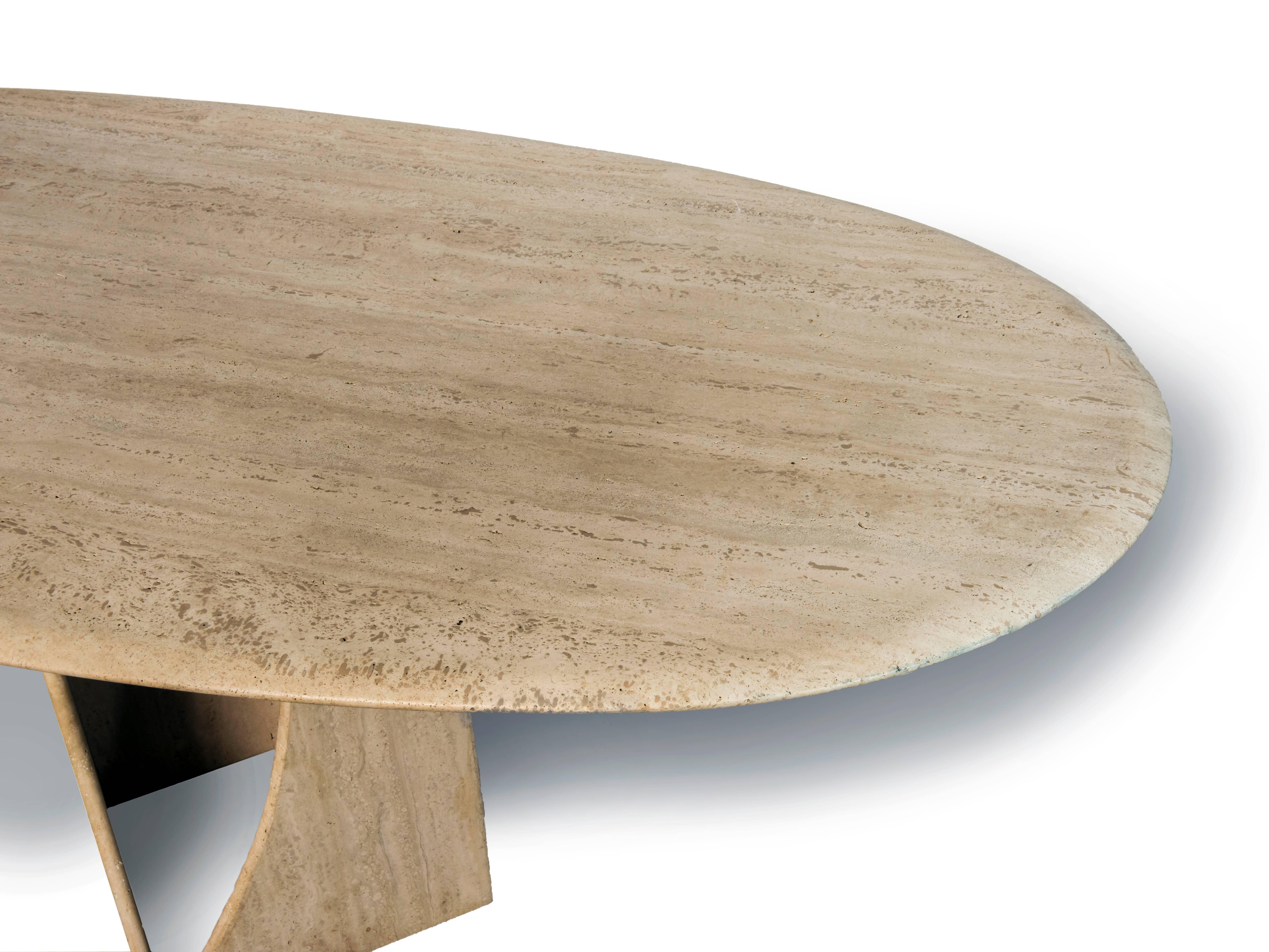 travertine oval dining table