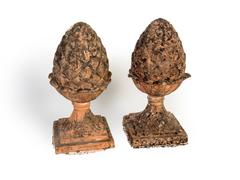 Pair of Red Terra Cotta Pineapple Garden Finials