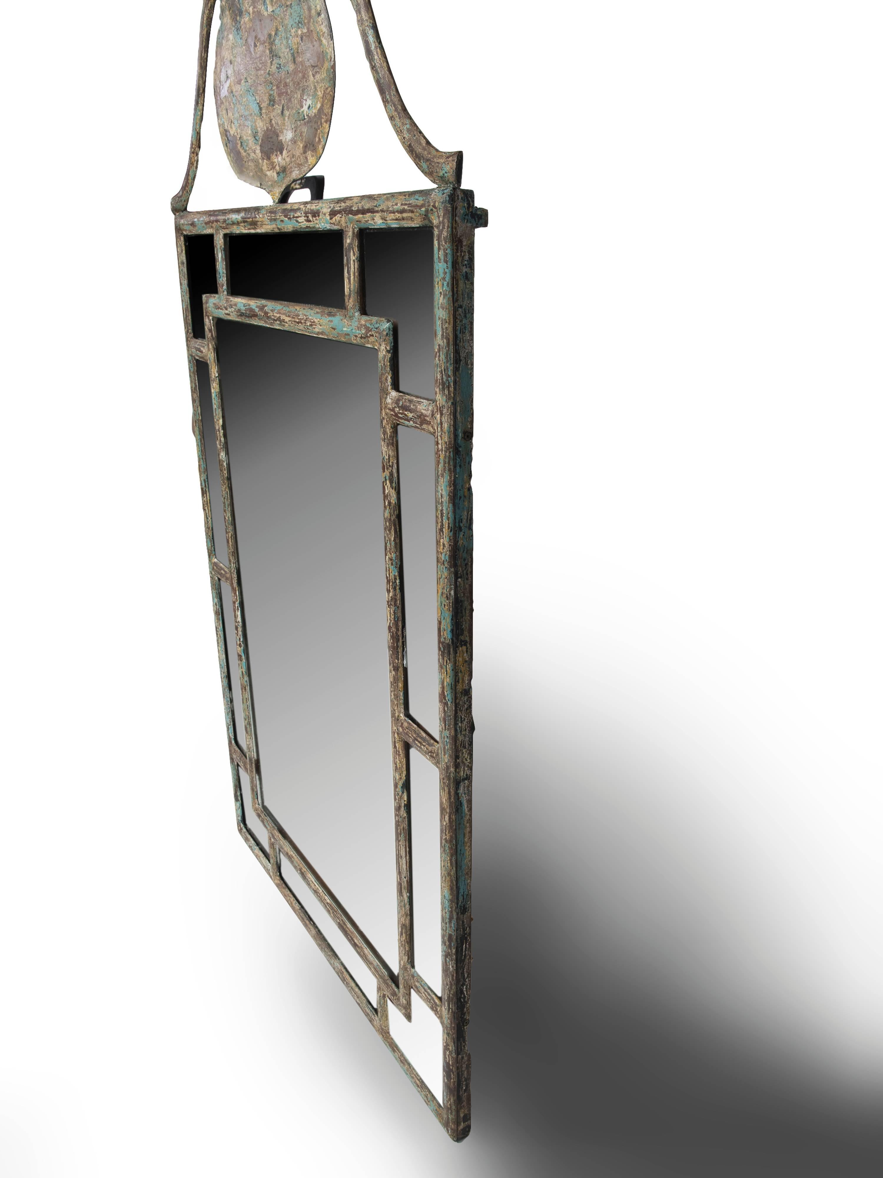 Provencal Painted Tole Mirrors with Crown Decoration on the Top In Good Condition In Washington, DC