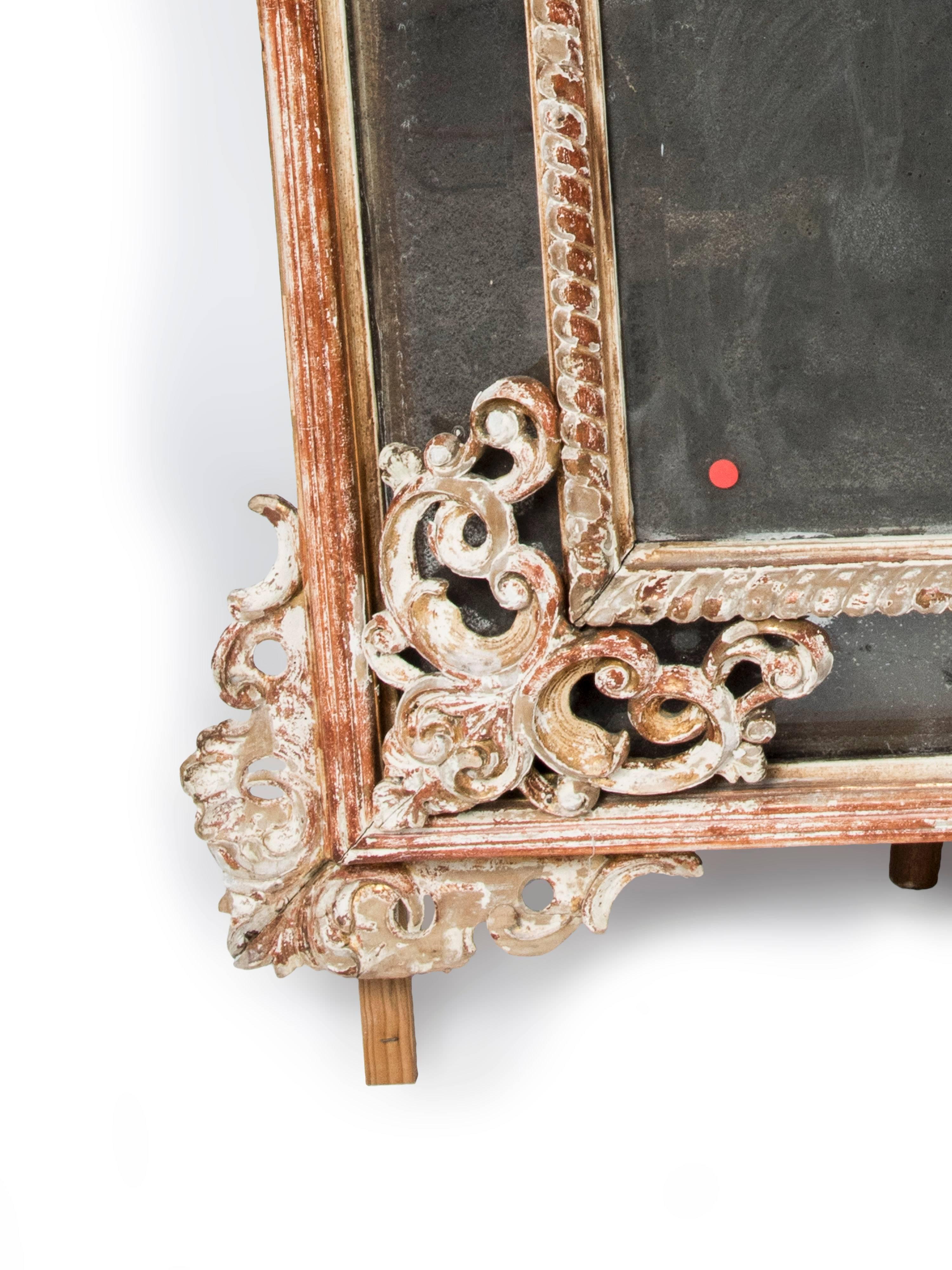 Italian Large Carved Wood Mirror For Sale