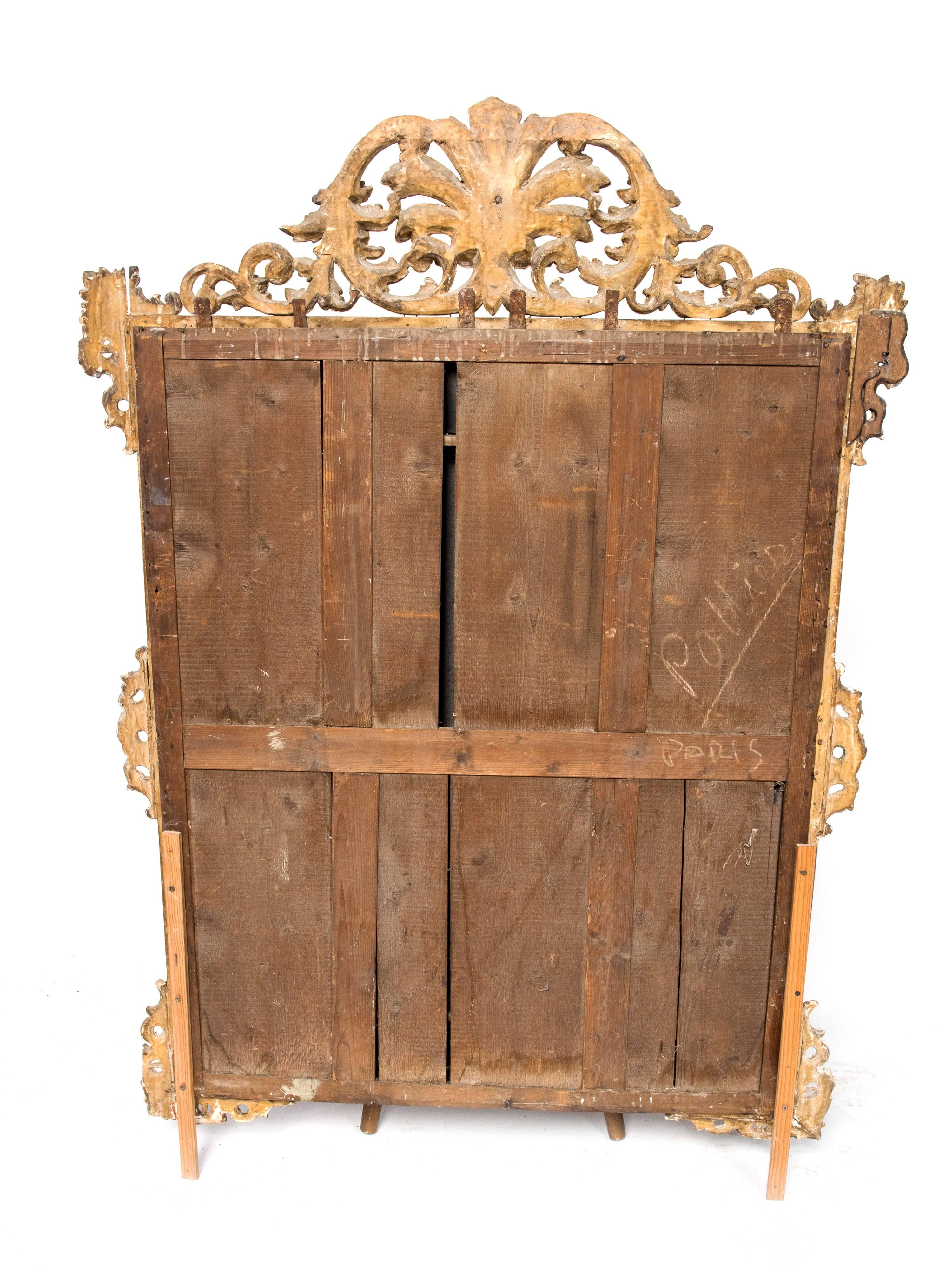 19th Century Large Carved Wood Mirror For Sale