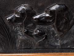 Black Painted Resin Panel of a Hunting Dogs Busts
