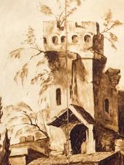Set of Four Painted Panels with a Scene of Spanish Rural Life