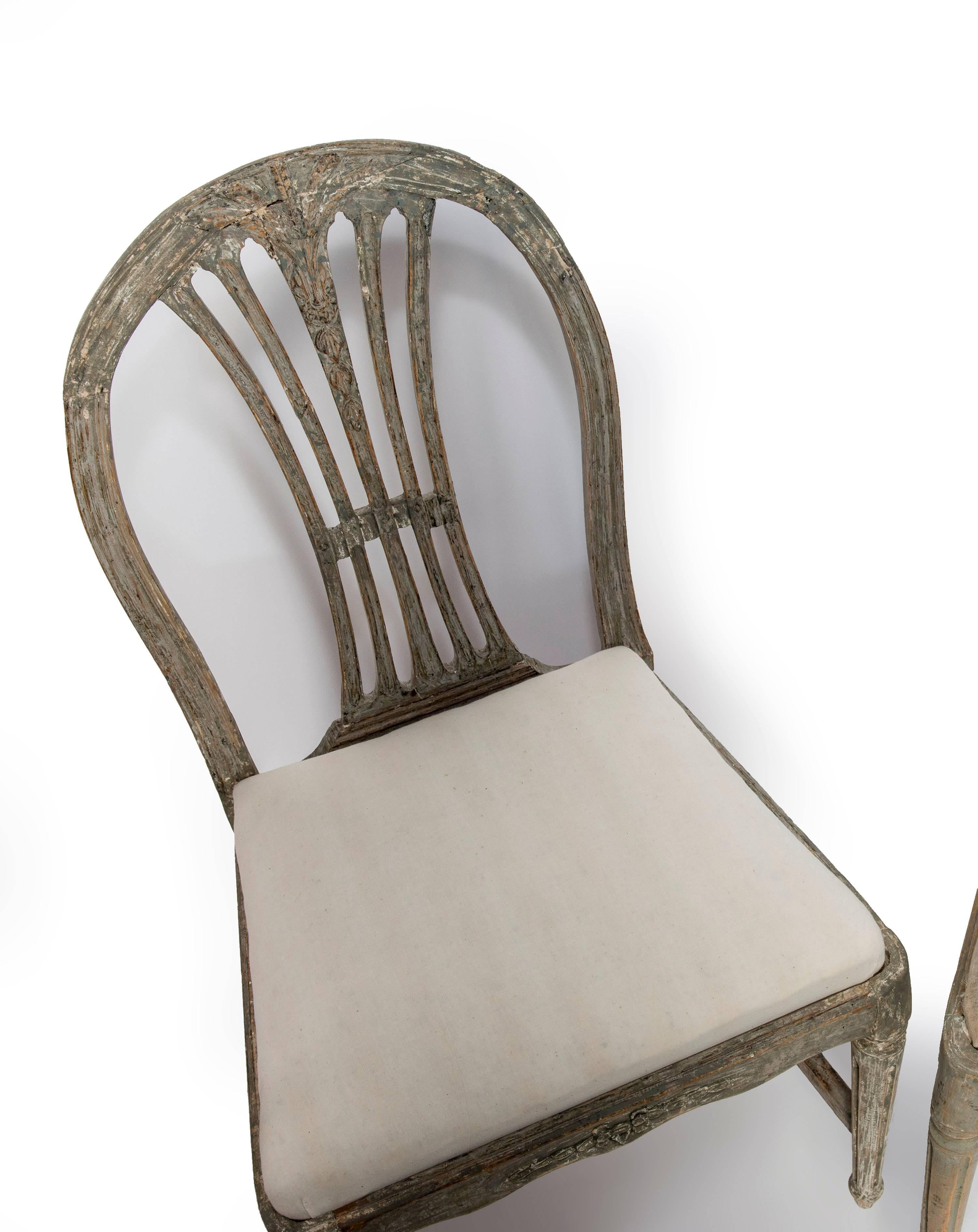 18th Century and Earlier Matched Set of Four Gustavian Dining Chairs
