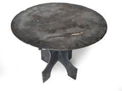 Very Early Round Slate Table for Garden or Inside from the Loire Valley