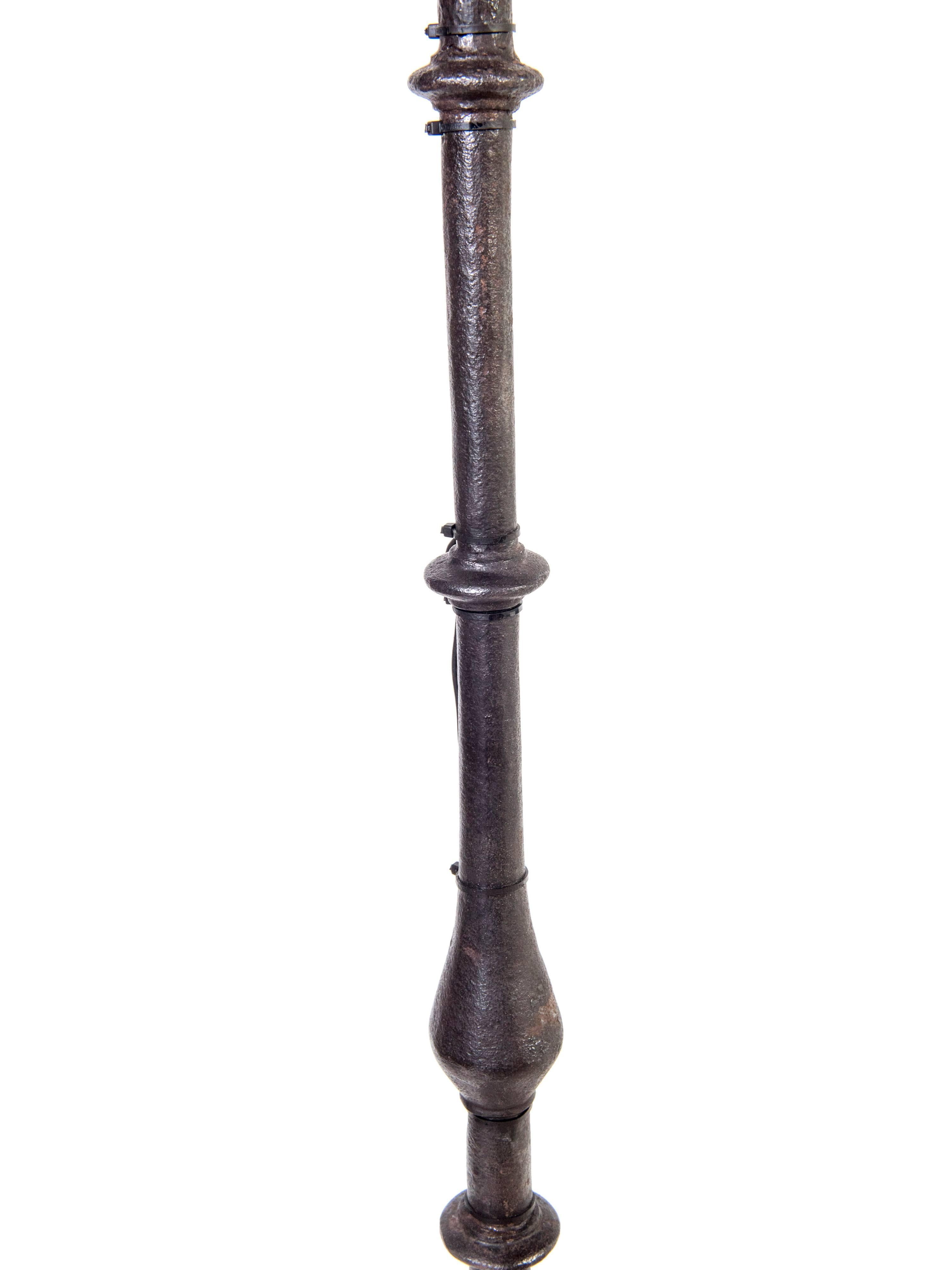 Medieval Pair of Heavy Wrought Iron Floor Lamps