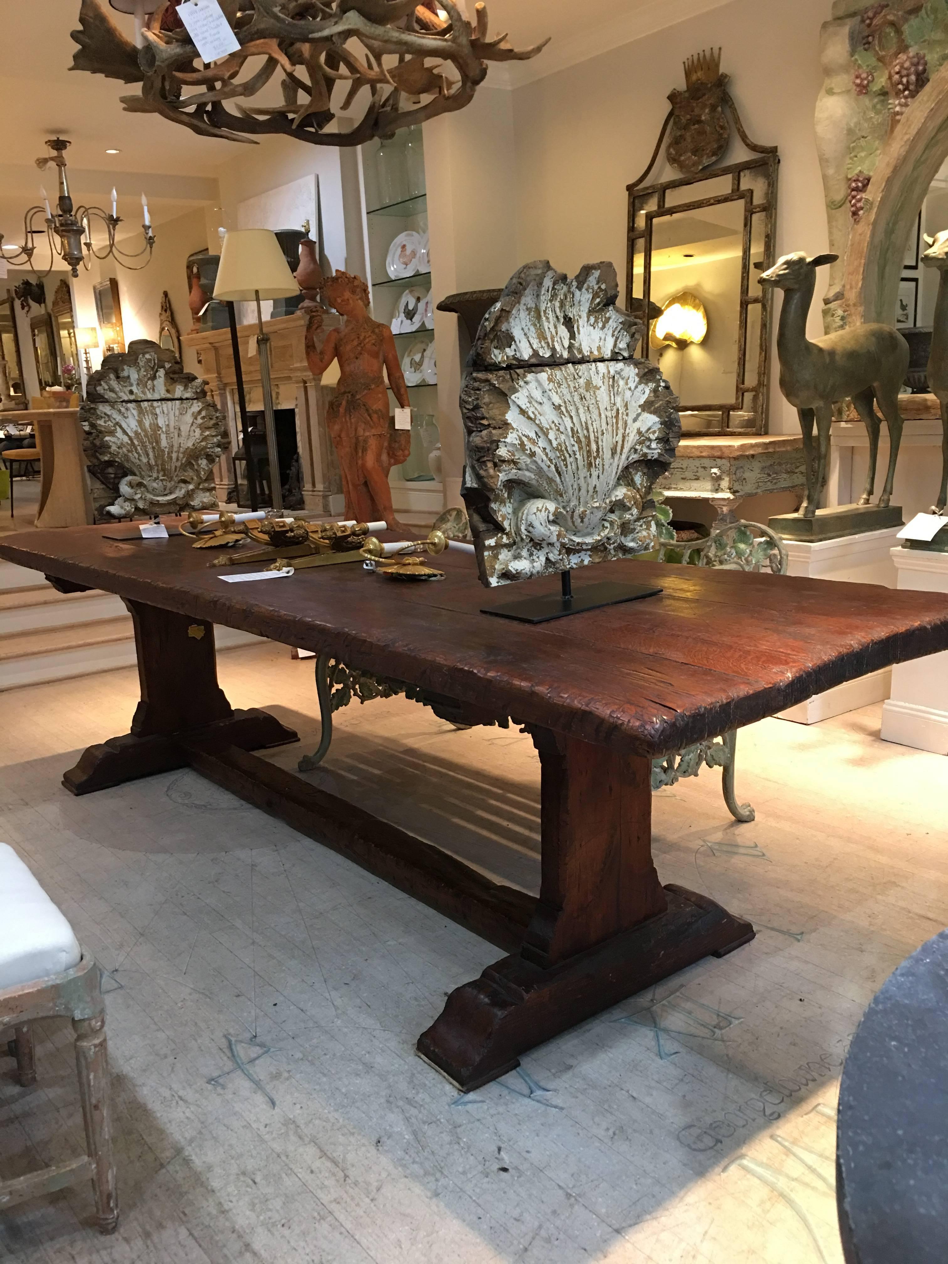 Rare and Early 19th Century Rough Oak Monastery Table In Excellent Condition In Washington, DC