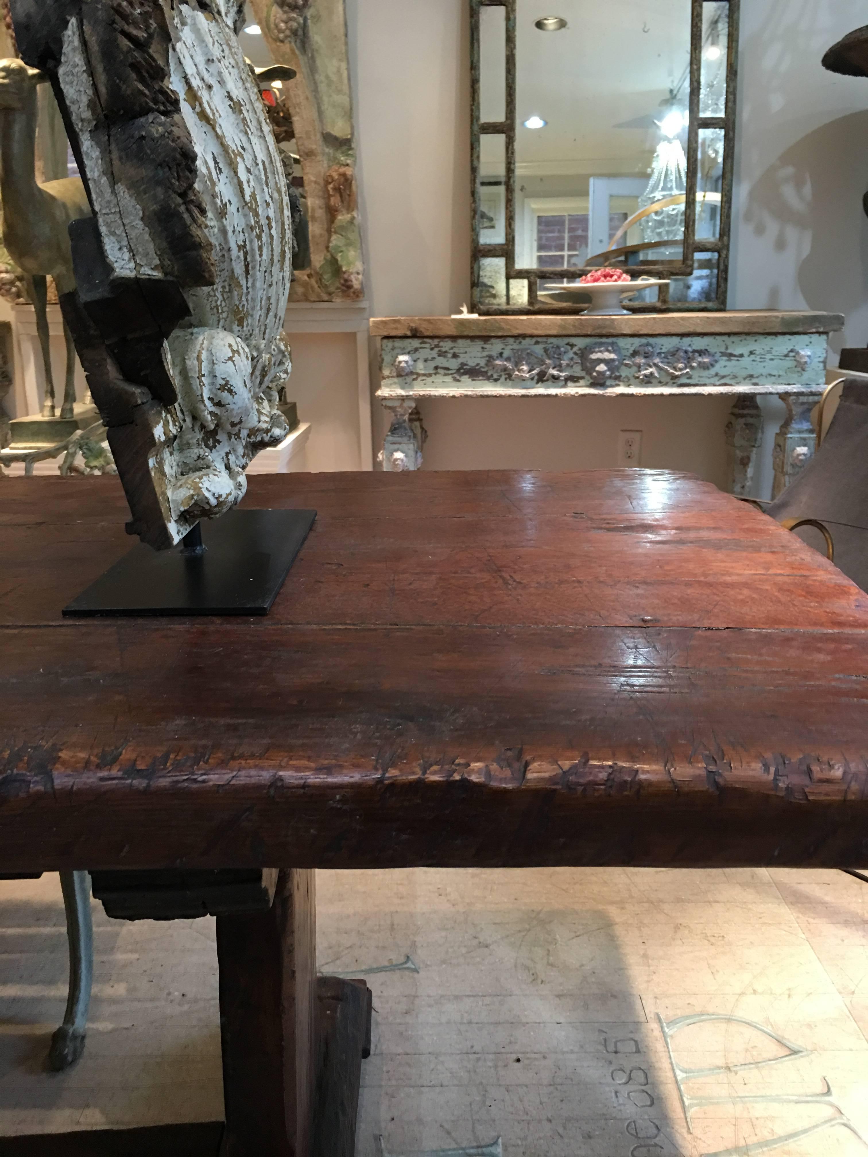 Rare and Early 19th Century Rough Oak Monastery Table 1