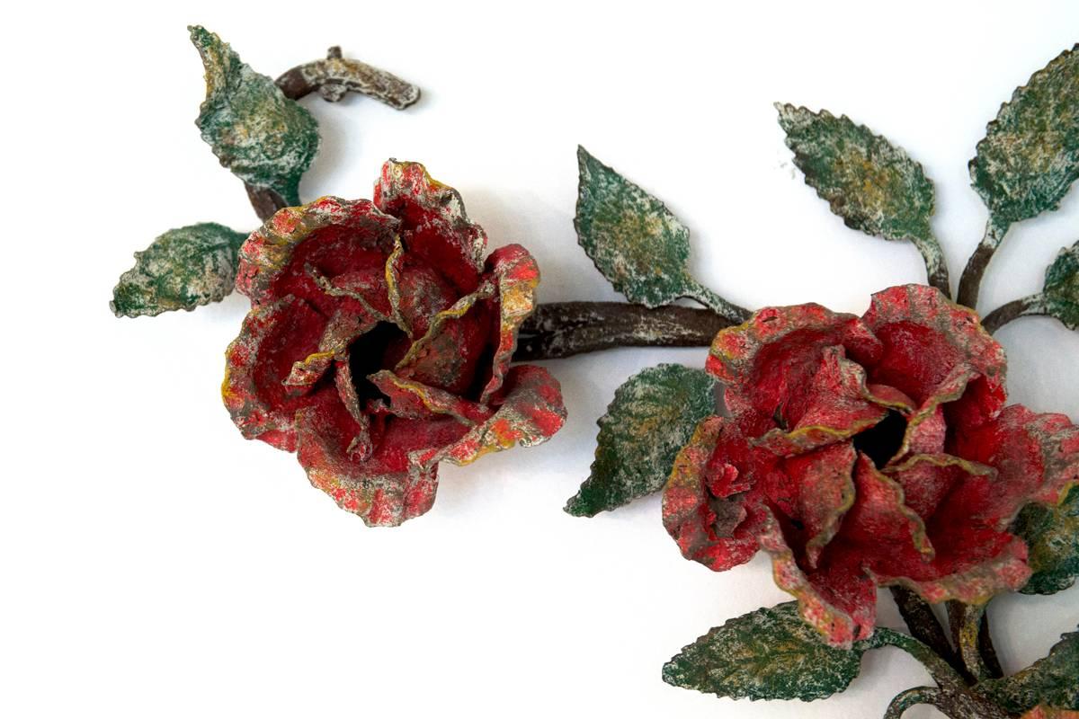 Pair of Decorative Painted Cast Iron Roses 3