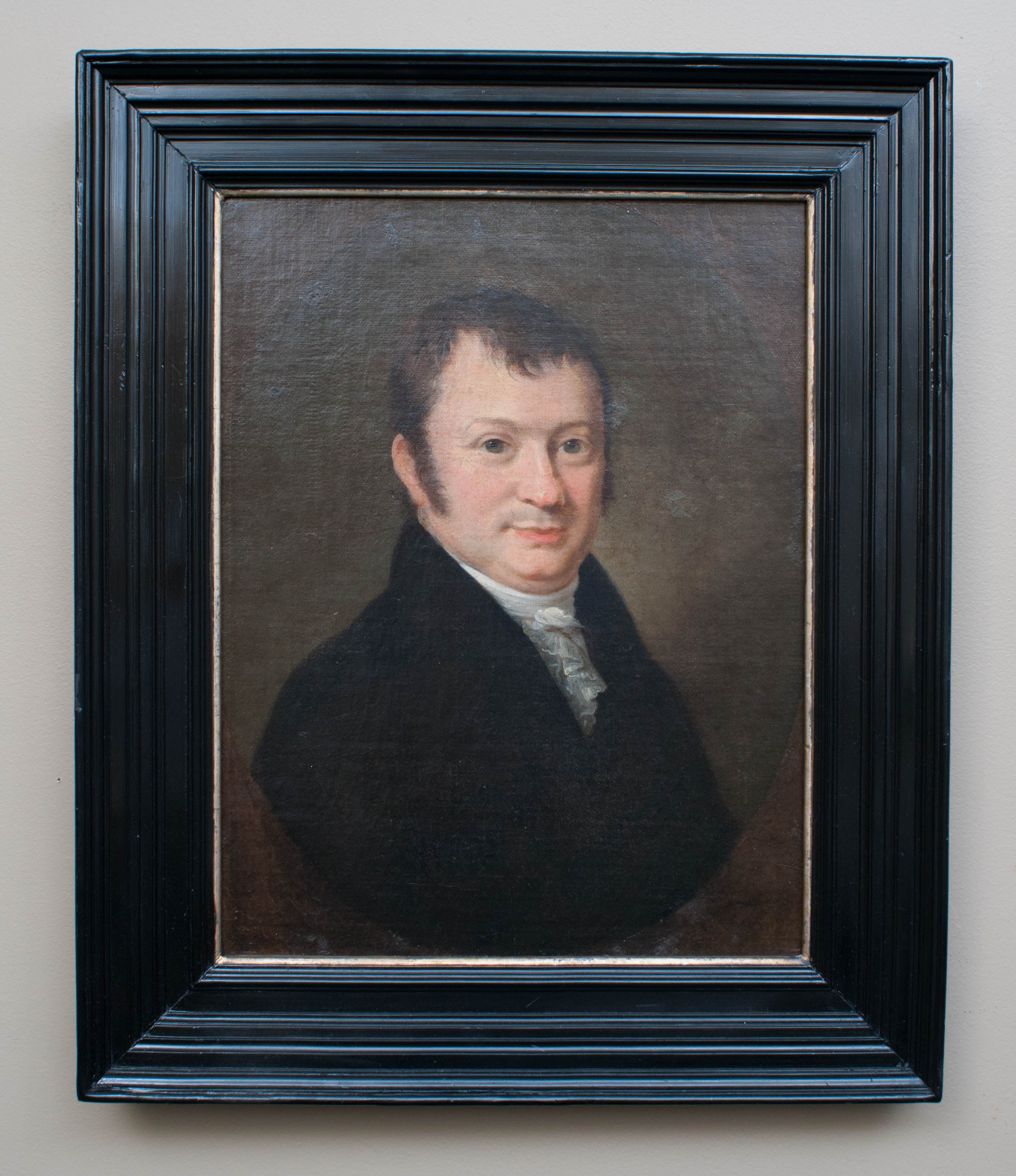 Oil on Canvas Portrait of a Dutch Gentleman in an Ebonized Frame, circa 1815 For Sale