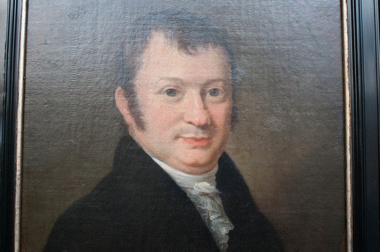Oil on Canvas Portrait of a Dutch Gentleman in an Ebonized Frame, circa 1815 In Excellent Condition For Sale In Alexandria, VA